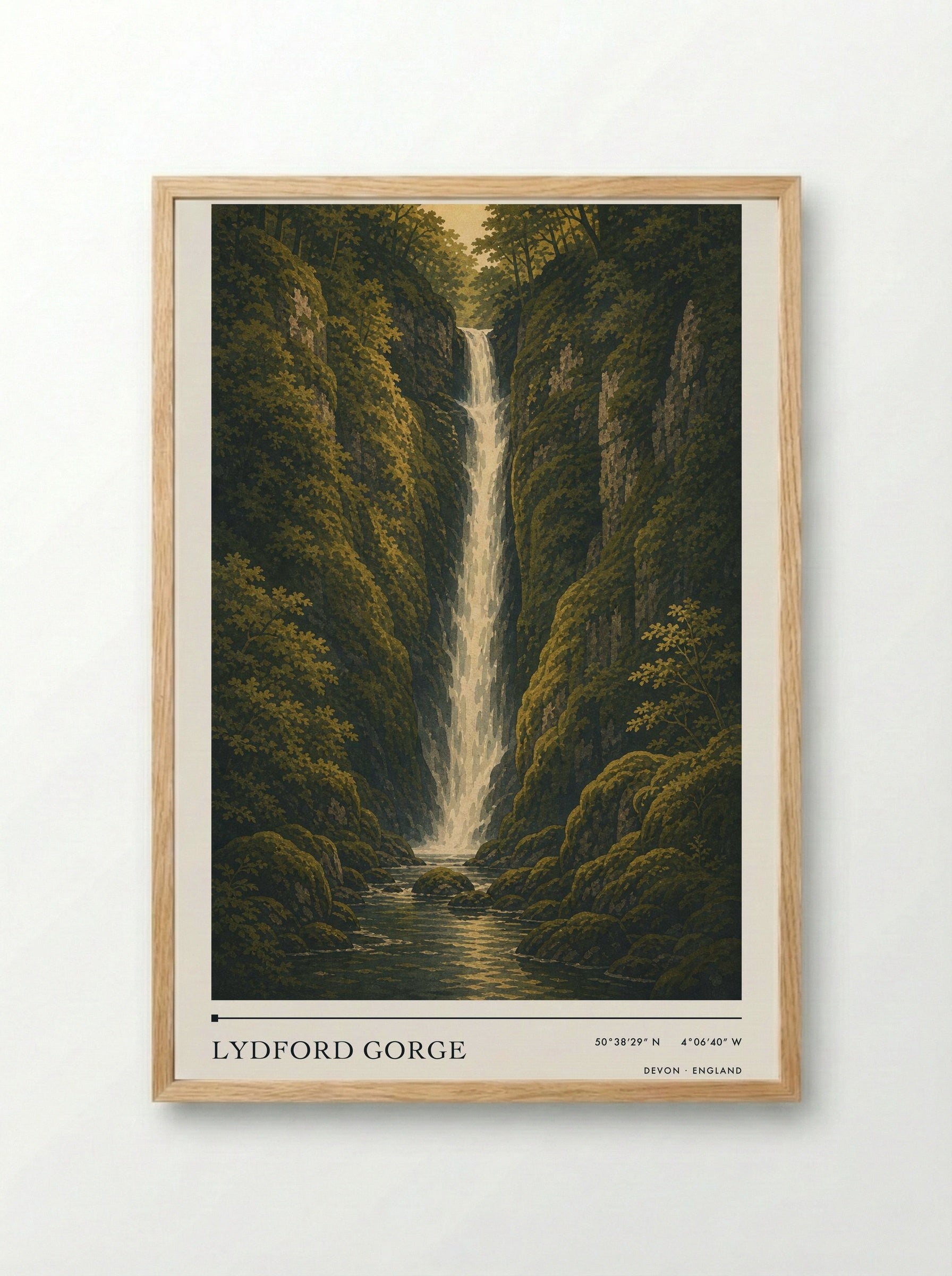 Lydford Gorge Devon England Travel Poster - Framed Print Wood