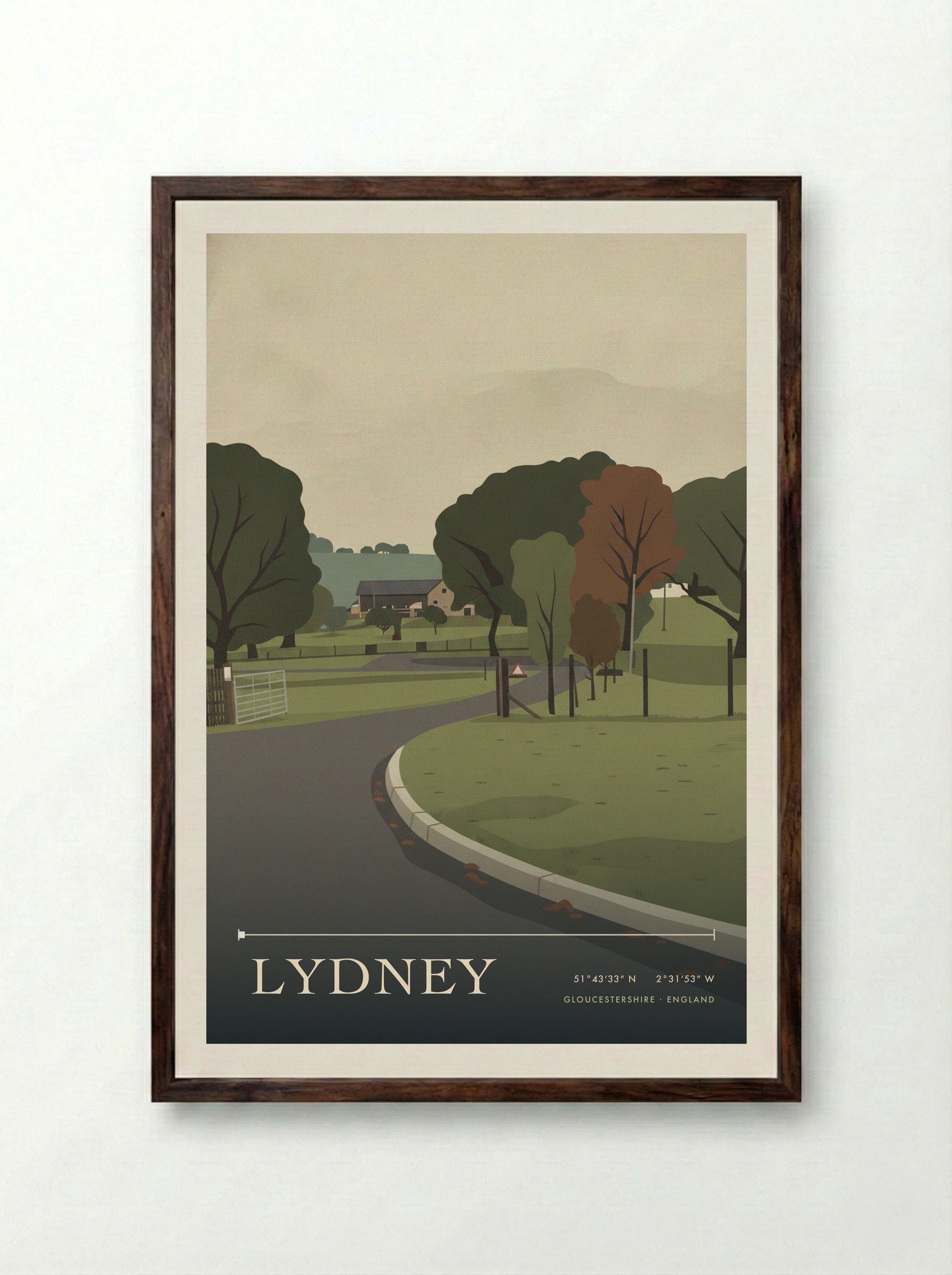 Lydney Gloucestershire England Travel Poster - Framed Print Dark Wood