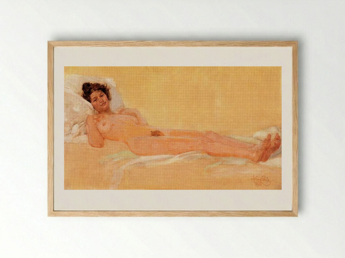 Lying Naked, Gabrielle - Frantisek Kupka - Framed Print Wood