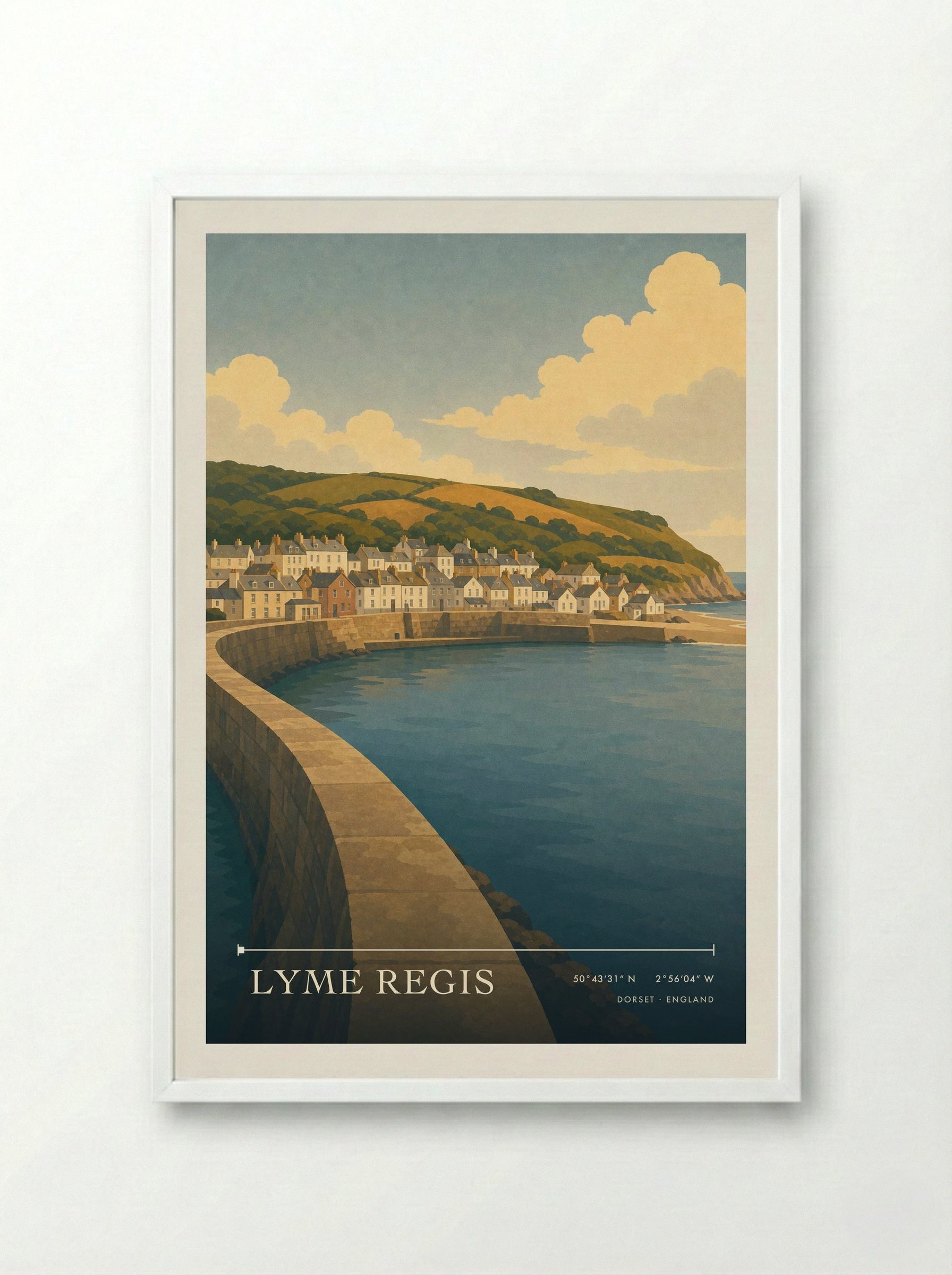 Lyme Regis Dorset Travel Poster - Framed Print White