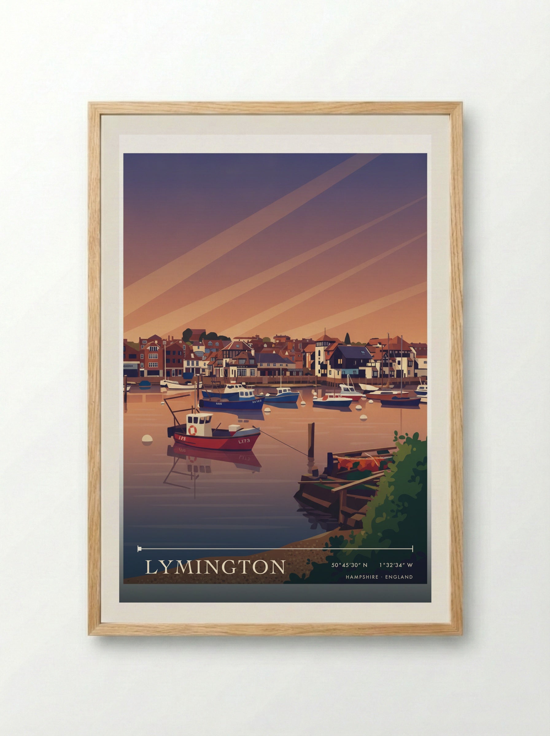 Lymington Hampshire England Travel Poster - Framed Print Wood