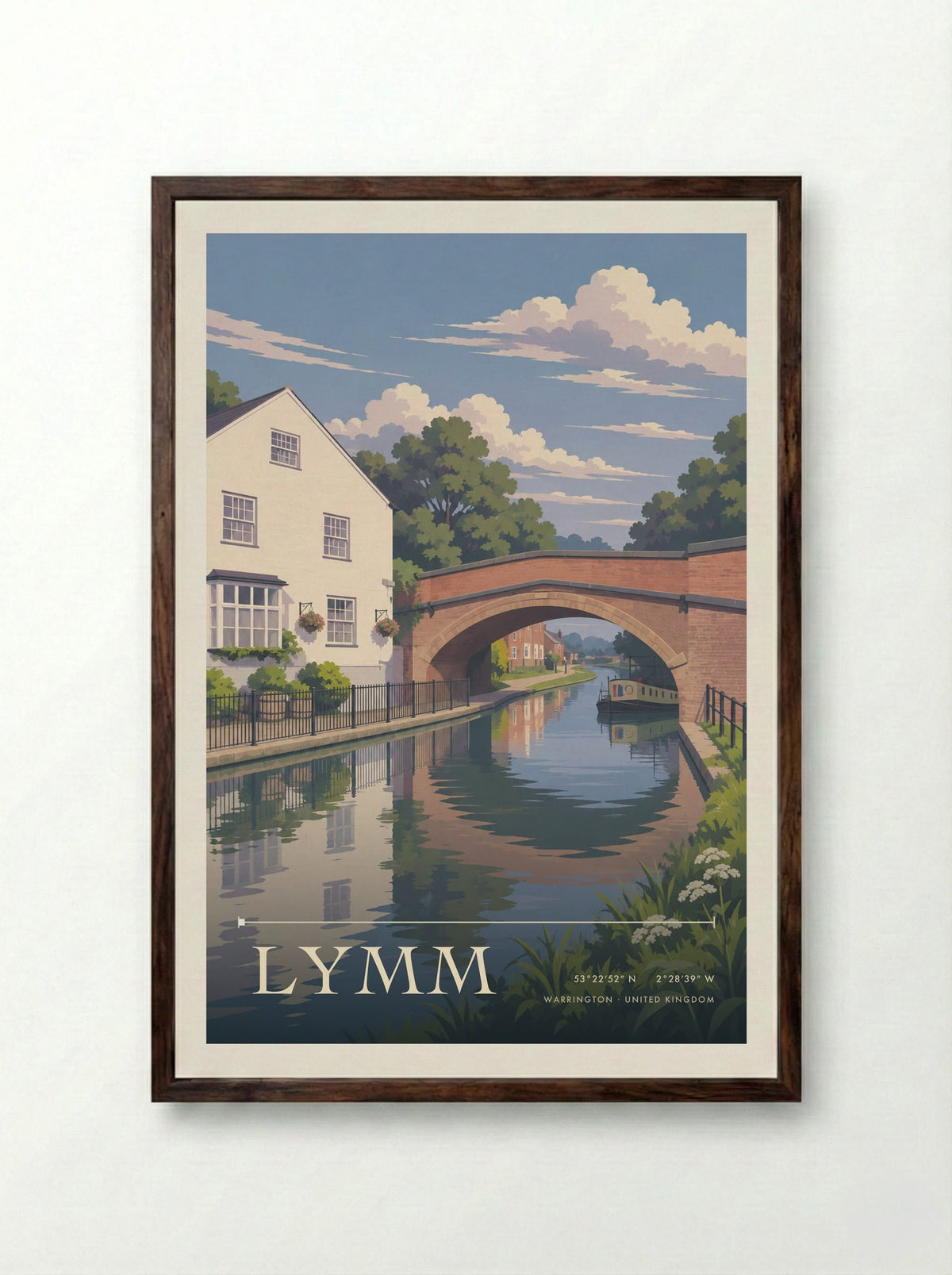 Lymm, Warrington | Travel Poster - Framed Print Dark Wood
