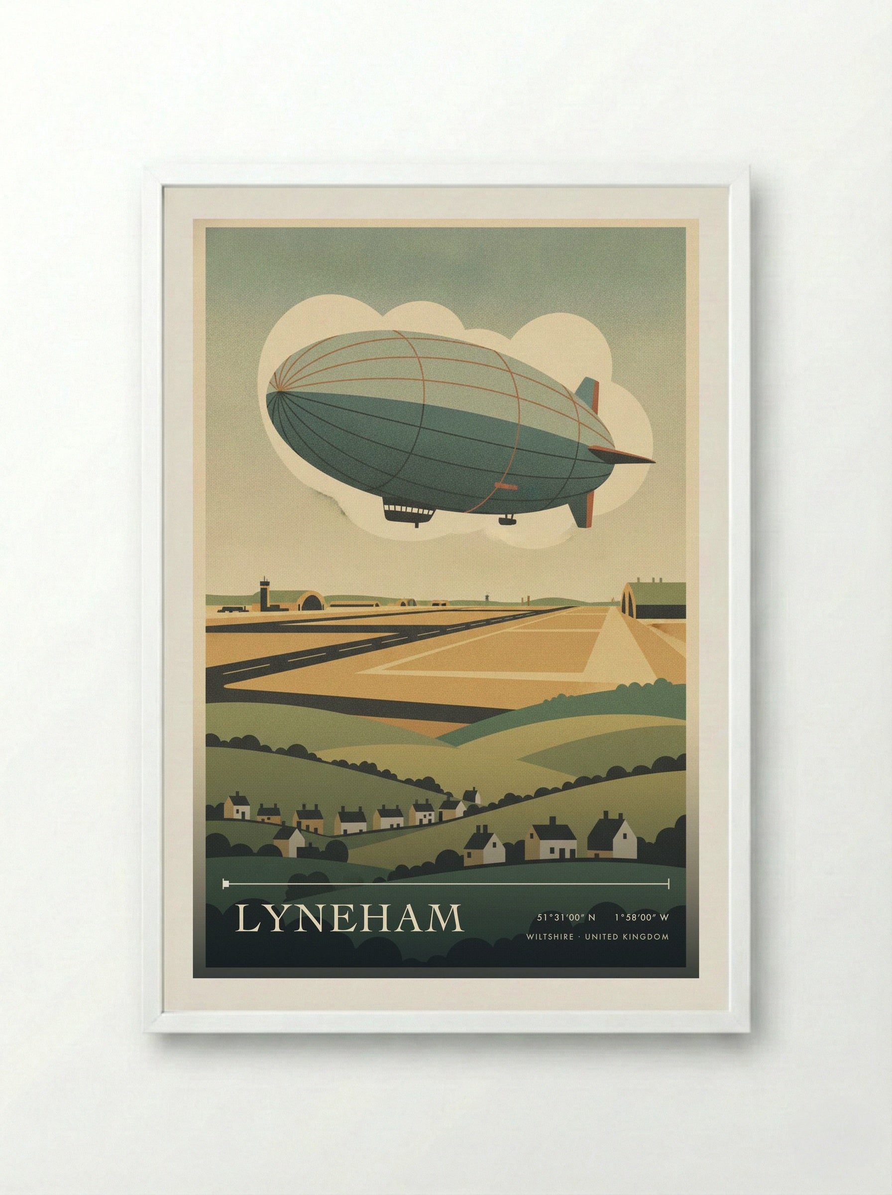 Lyneham Wiltshire United Kingdom Travel Poster - Framed Print White
