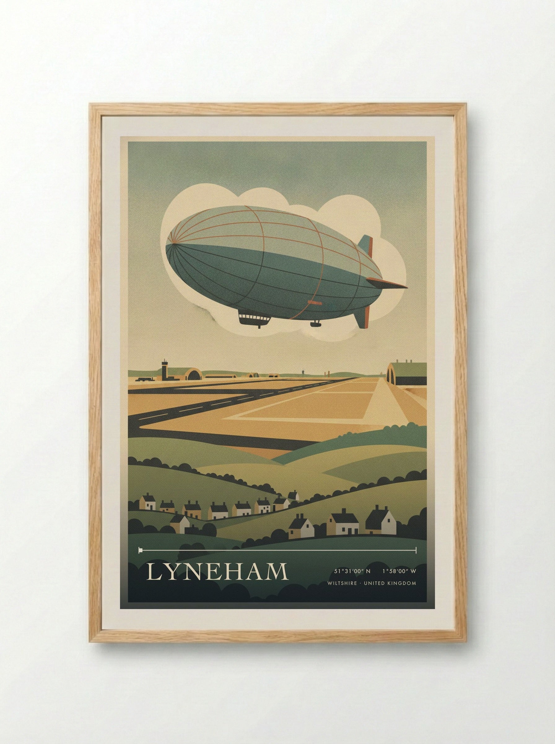 Lyneham Wiltshire United Kingdom Travel Poster - Framed Print Wood