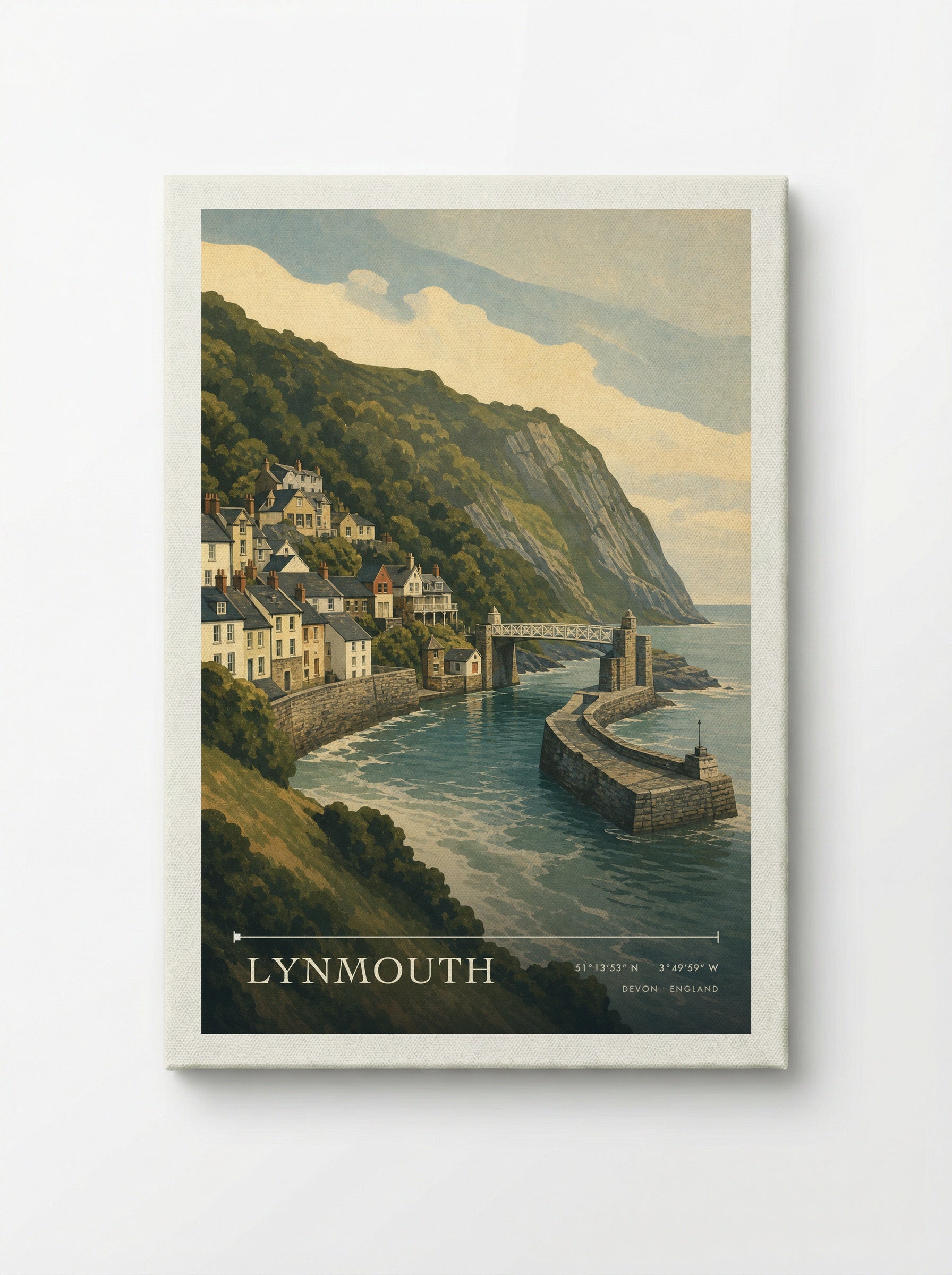 Lynmouth Devon England Travel Poster - Canvas