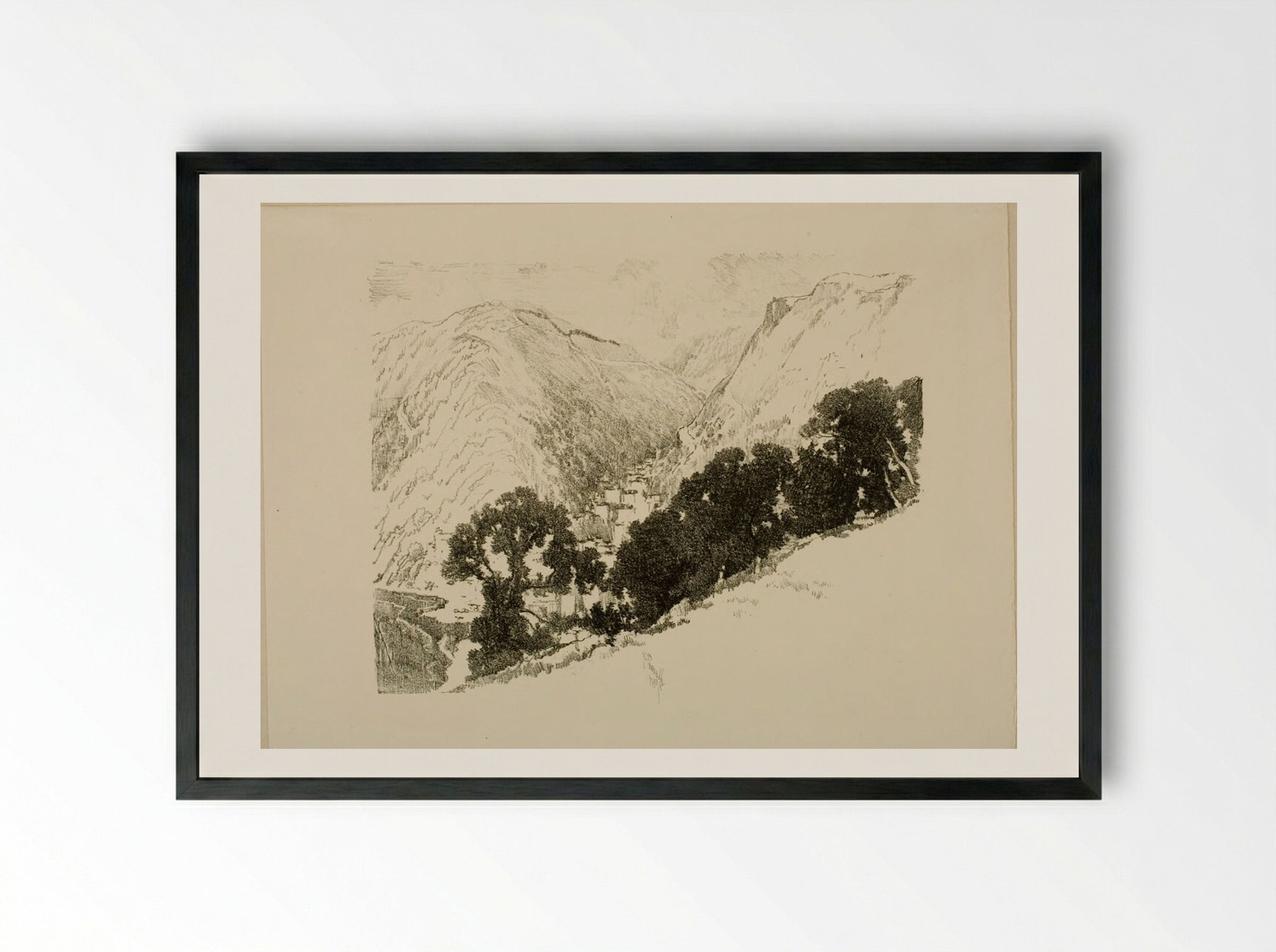 Lynmouth, from Lynton - Joseph Pennell - Framed Print Black