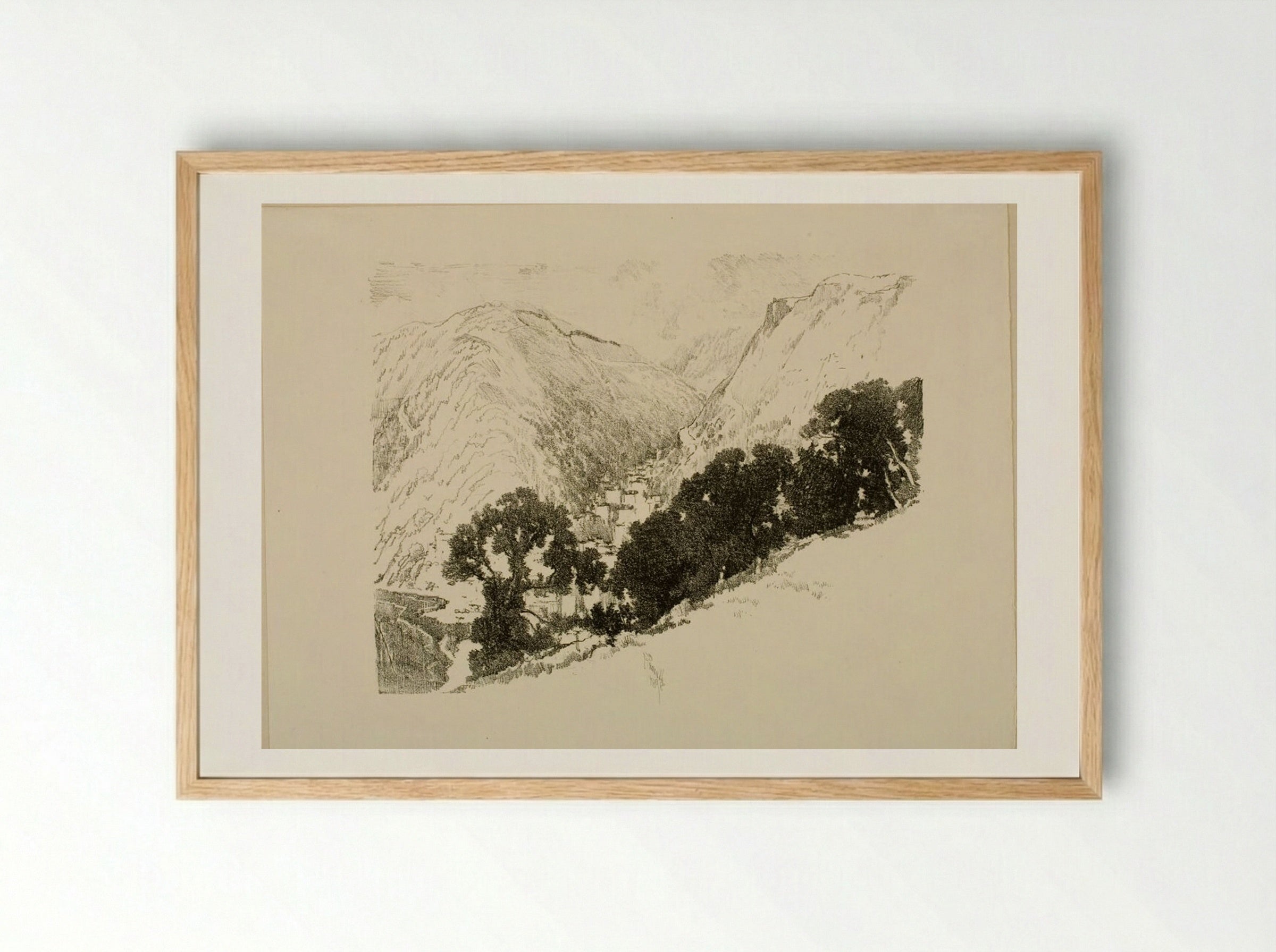 Lynmouth, from Lynton - Joseph Pennell - Framed Print Wood