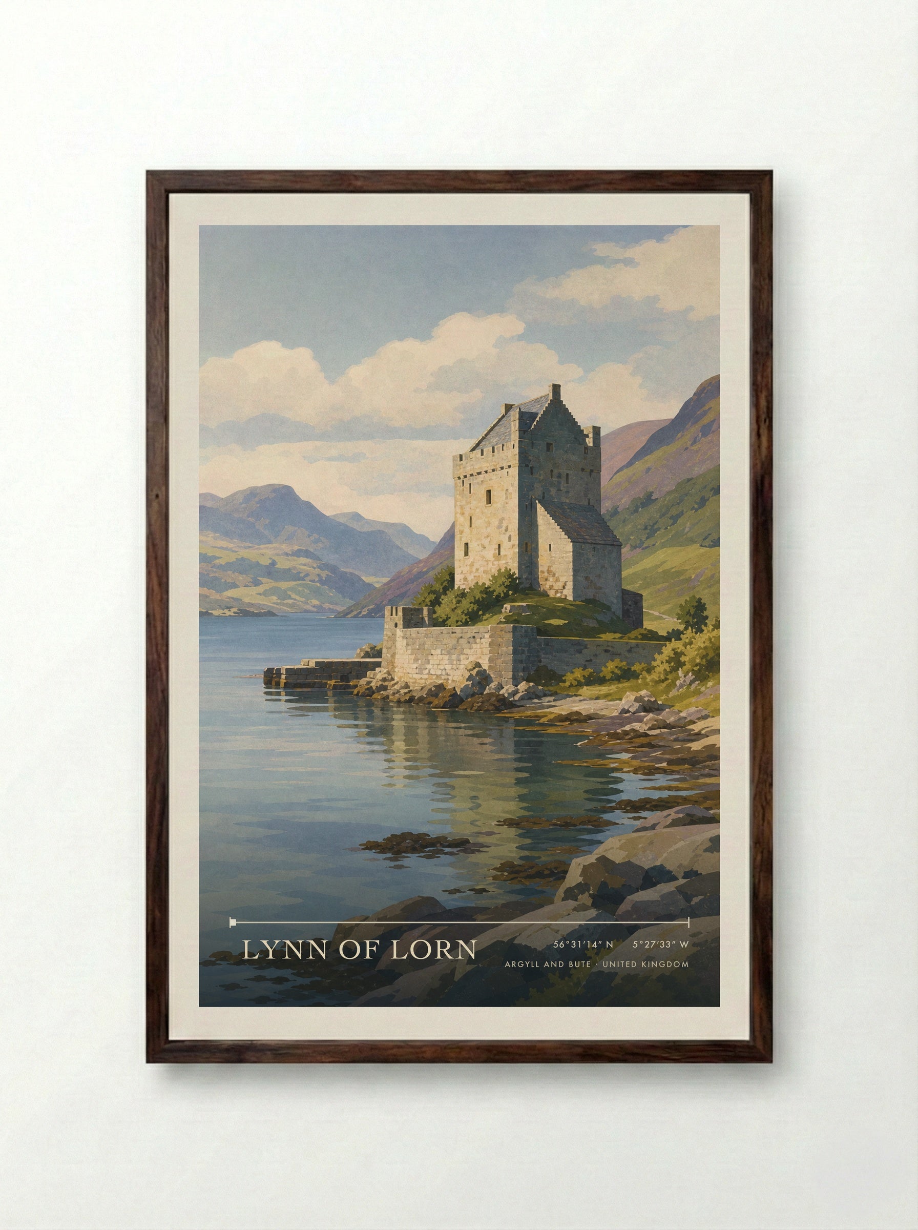 Lynn of Lorn Argyll and Bute United Kingdom Travel Poster - Framed Print Dark Wood