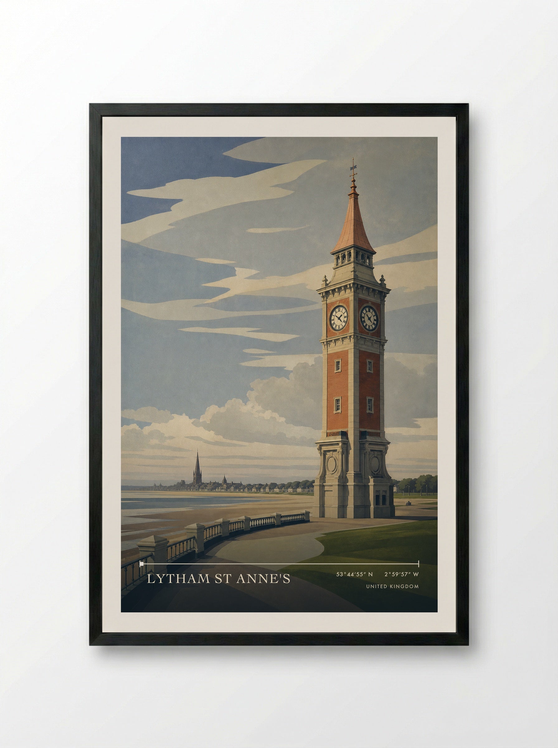 Lytham St Anne's United Kingdom Travel Poster - Framed Print Black