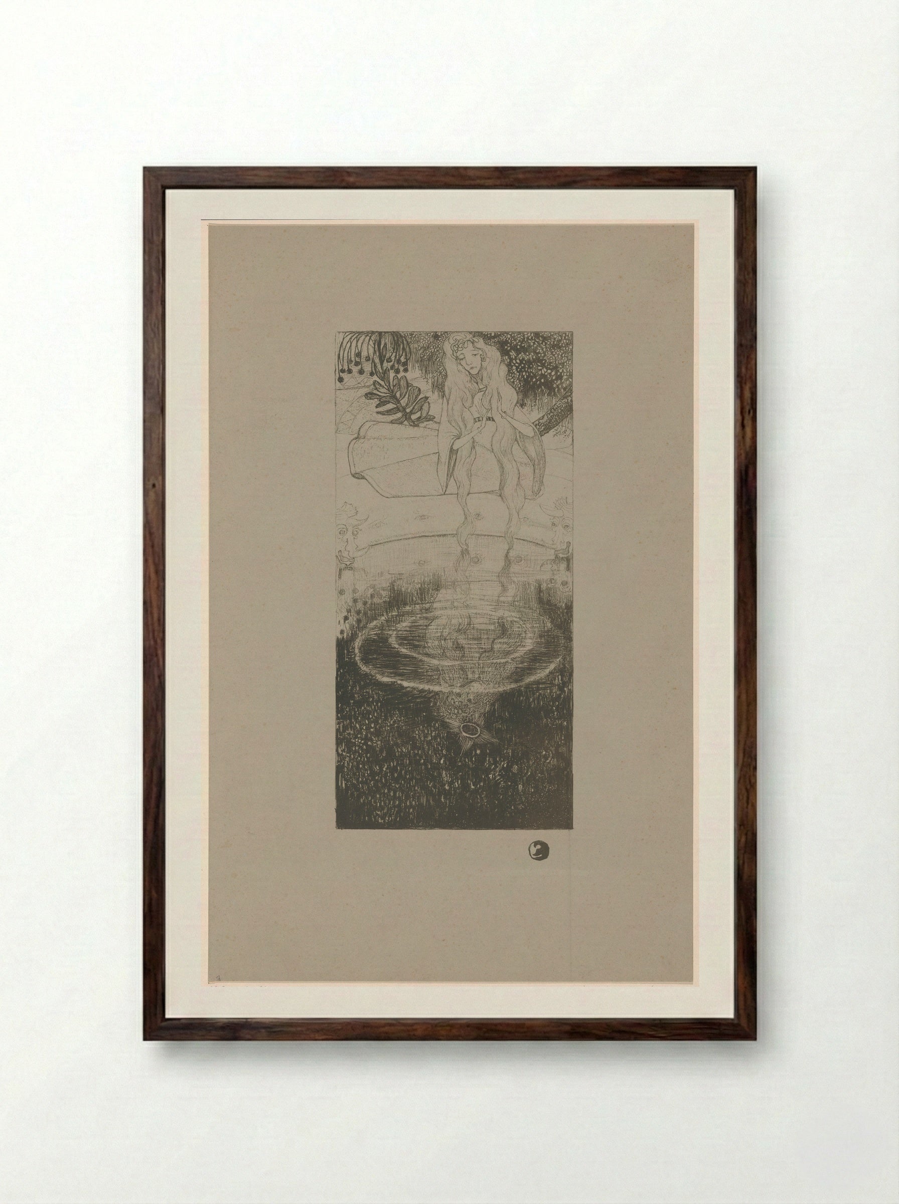Mélisande bekijkt haar in het water gevallen ring - Richard Nicolaüs Roland Holst - Framed Print Dark Wood