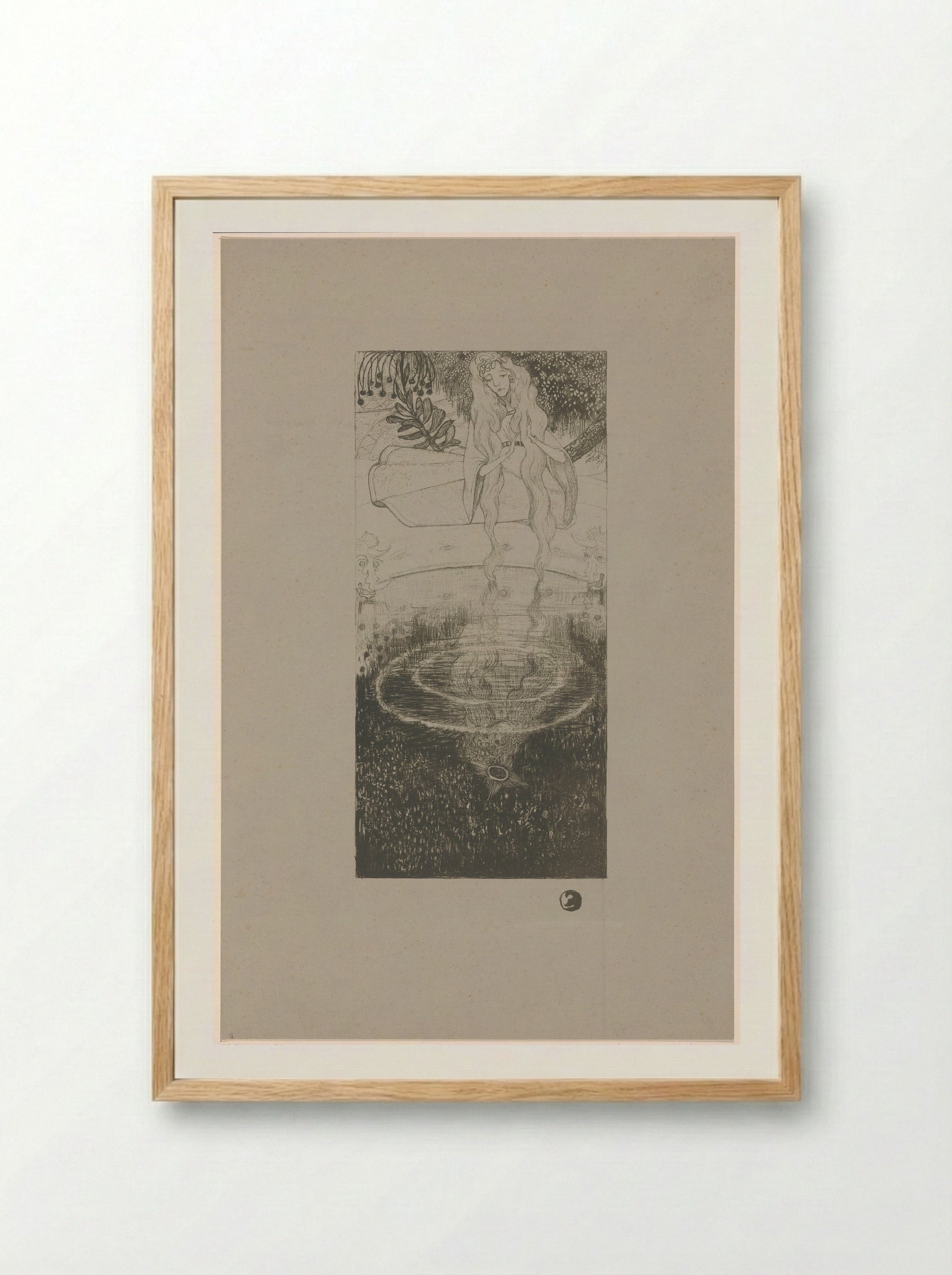 Mélisande bekijkt haar in het water gevallen ring - Richard Nicolaüs Roland Holst - Framed Print Wood