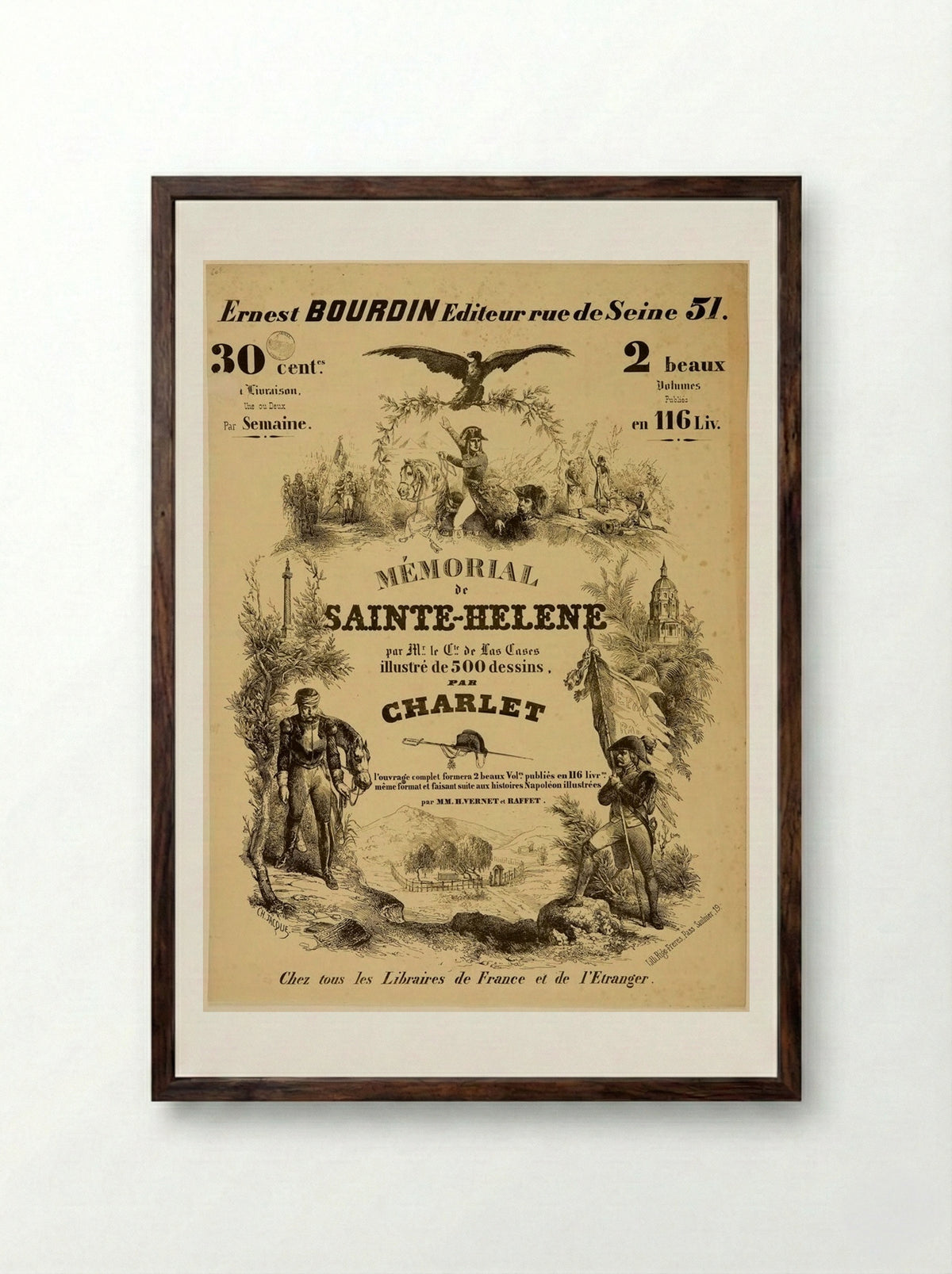 Mémorial de Sainte-Hélène - Charles-Émile Jacque - Framed Print Dark Wood
