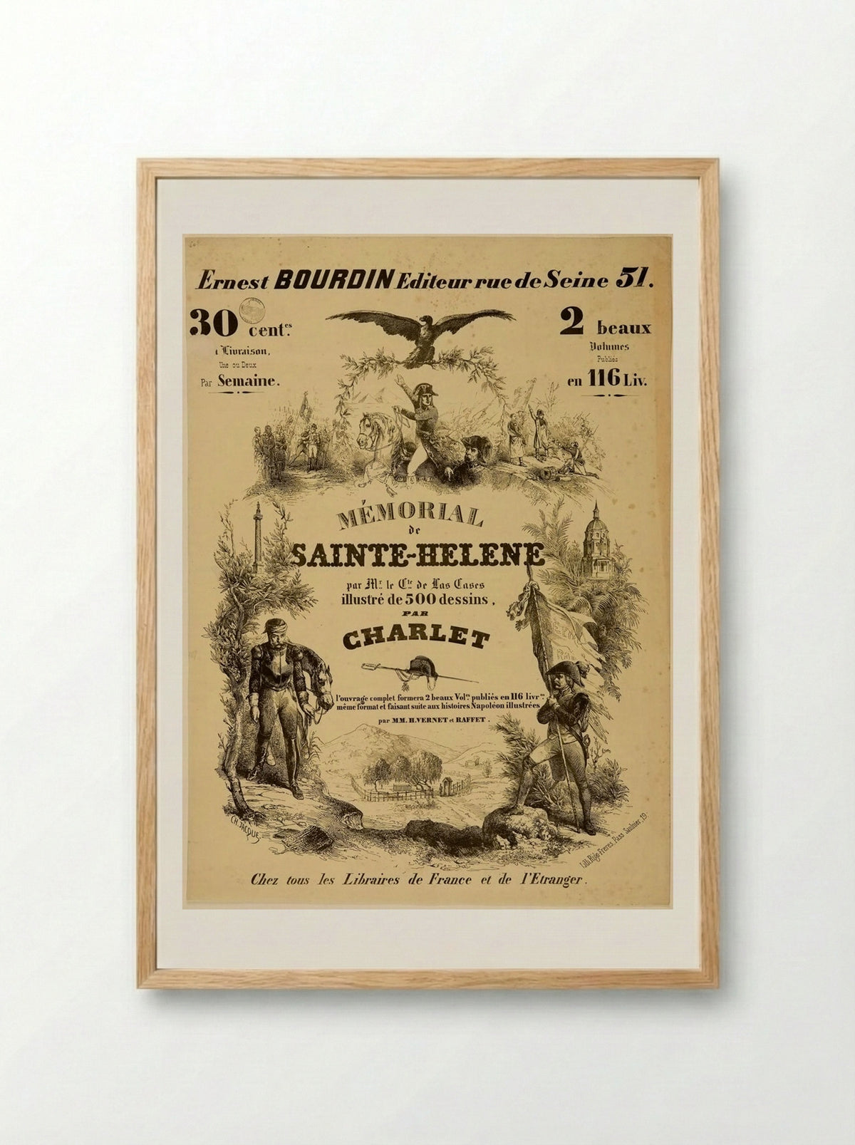 Mémorial de Sainte-Hélène - Charles-Émile Jacque - Framed Print Wood