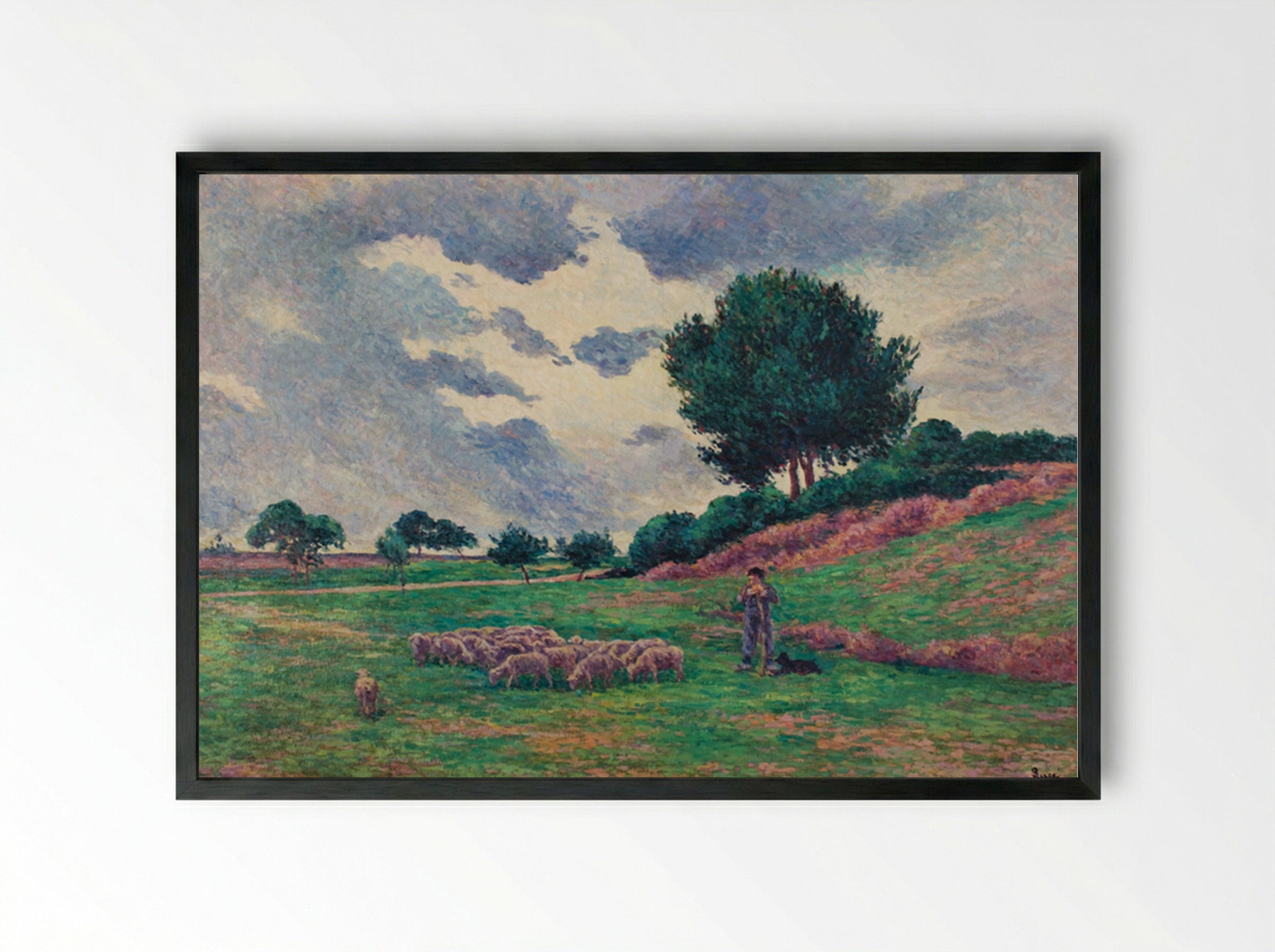 Méréville, The Flock Of Sheep - Maximilien Luce - Framed Print Black