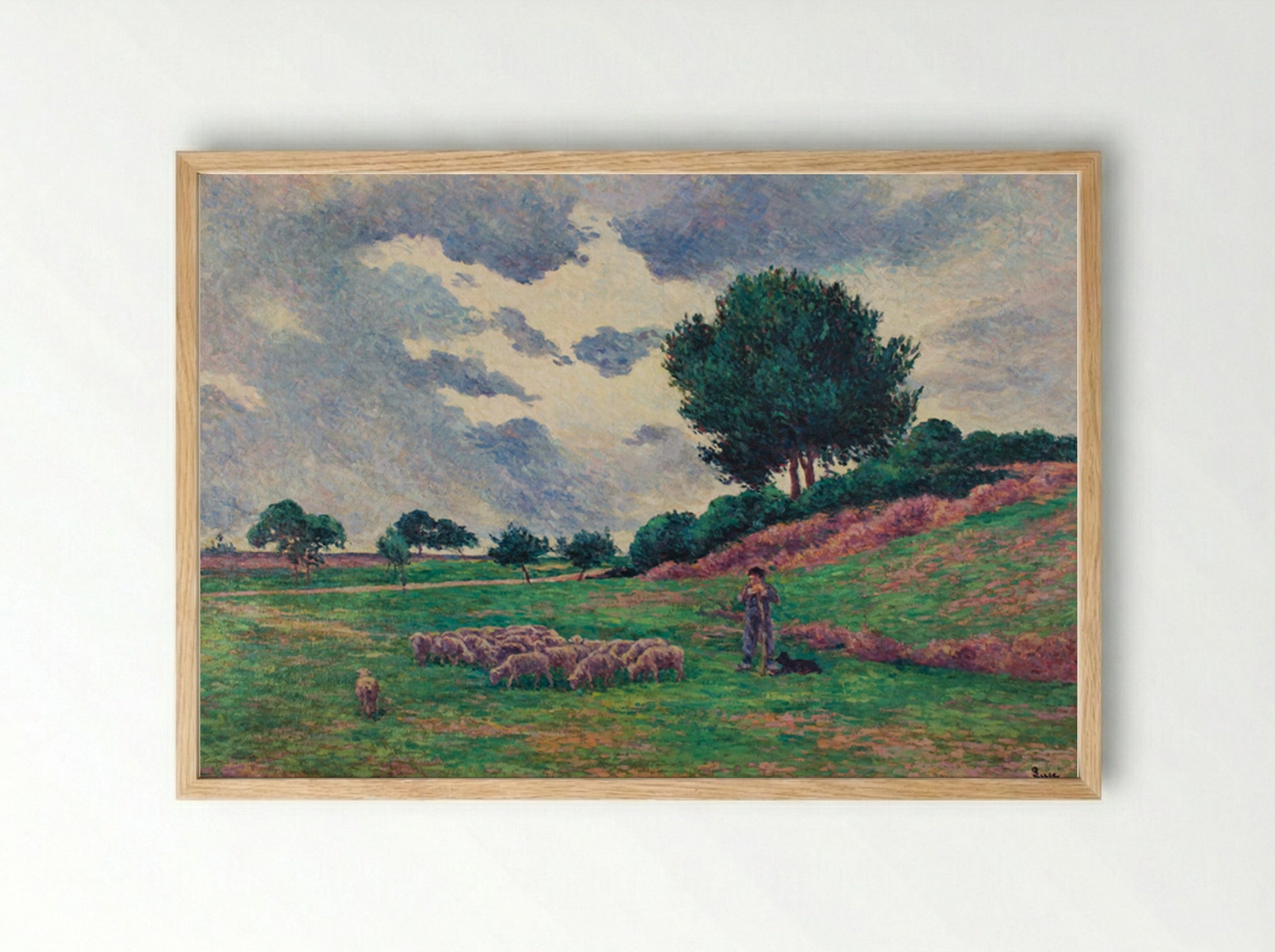 Méréville, The Flock Of Sheep - Maximilien Luce - Framed Print Wood