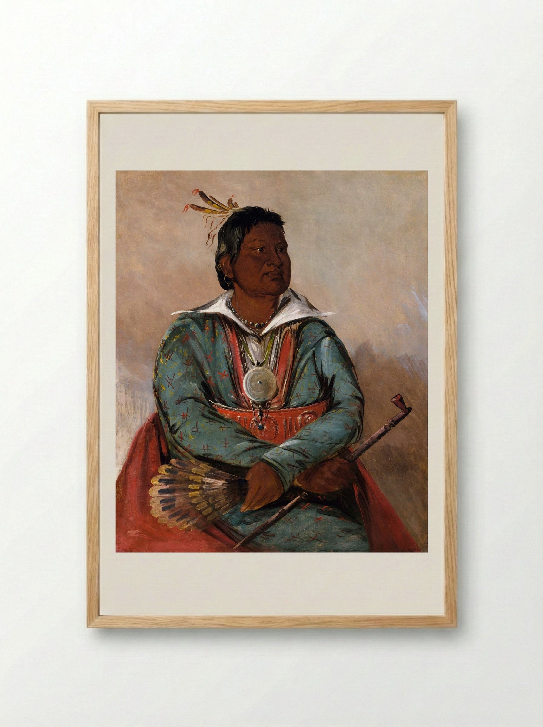 Mó-sho-la-túb-bee, He Who Puts Out and Kills, Chief of the Tribe - George Catlin - Framed Print Wood