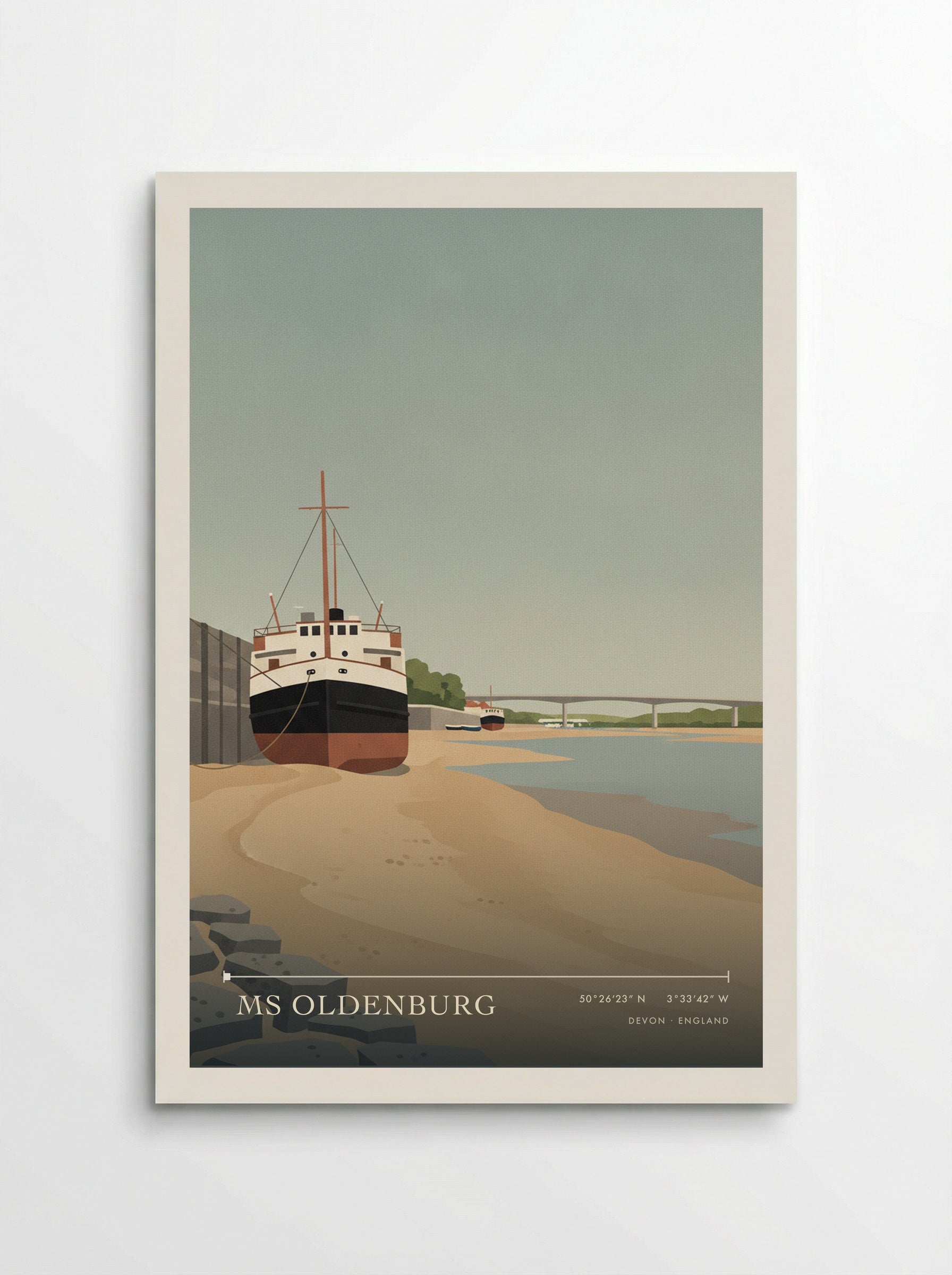 MS Oldenburg Devon England Travel Poster - Poster