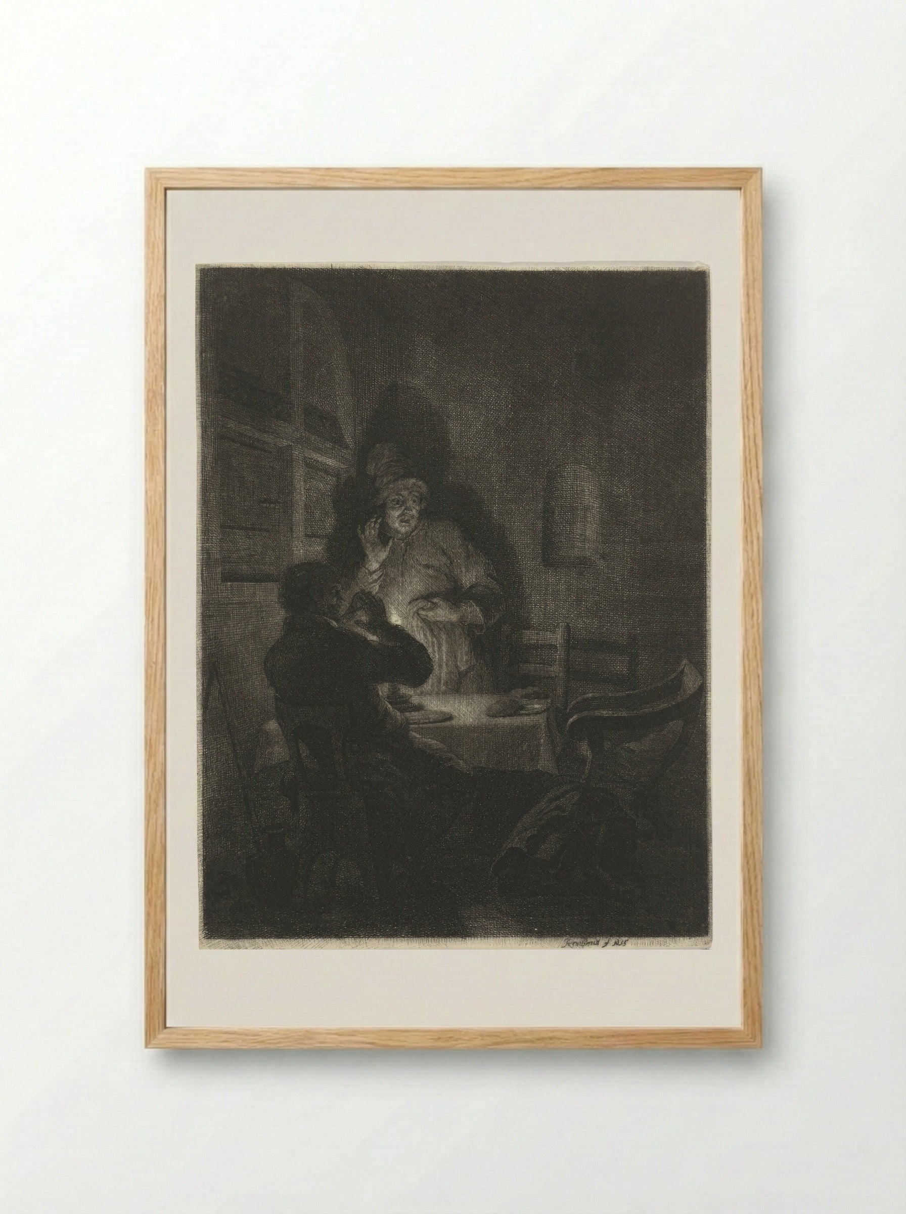 Maaltijd in Emmaüs - Arnold Houbraken - Framed Print Wood