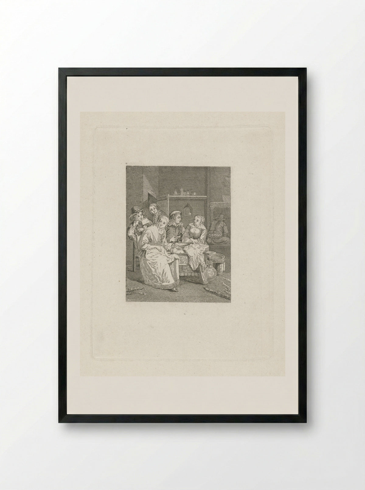 Maaltijd in een herberg - Elisabeth Barbara Schmetterling - Framed Print Black