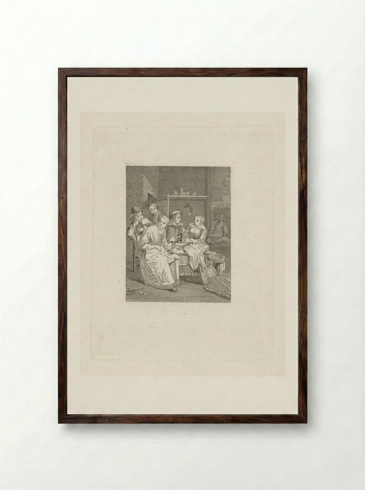 Maaltijd in een herberg - Elisabeth Barbara Schmetterling - Framed Print Dark Wood