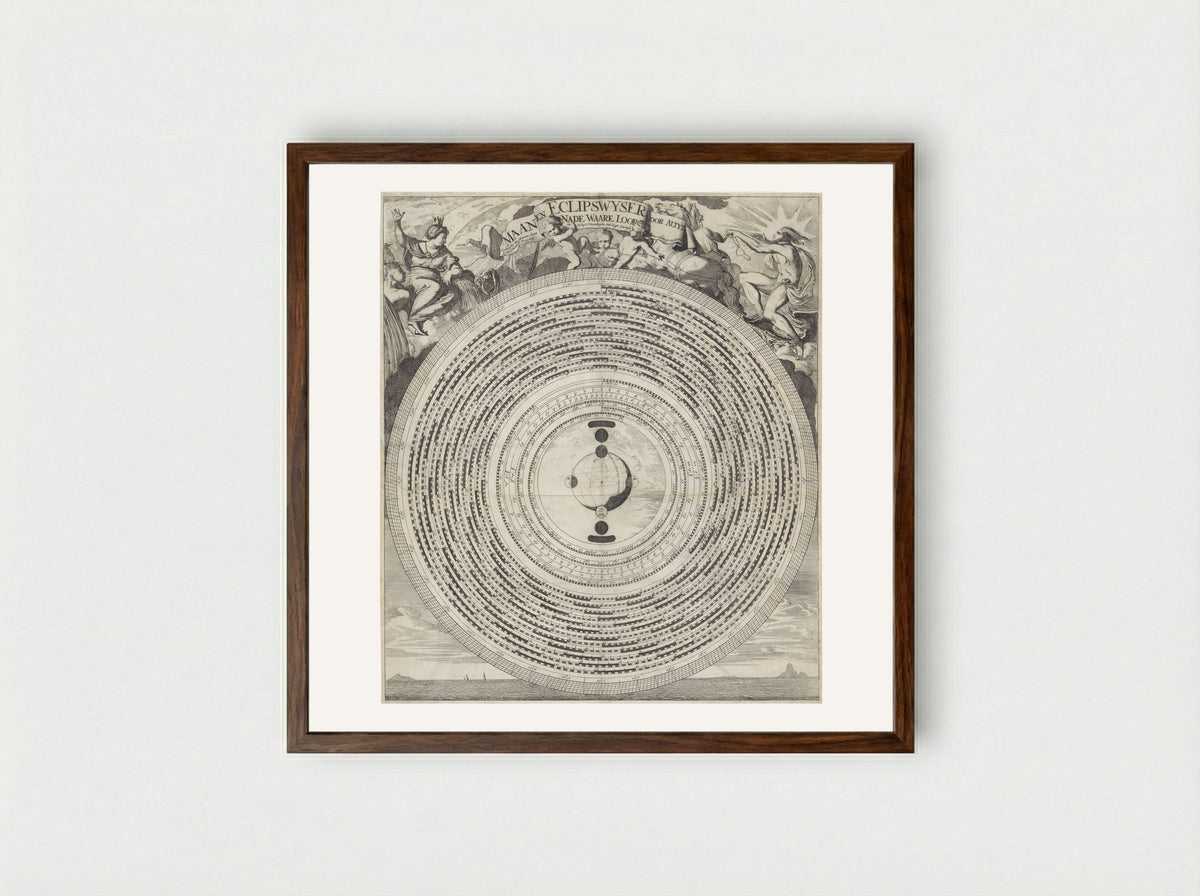 Maan- en eclipswijzer - Caspar Luyken - Framed Print Dark Wood