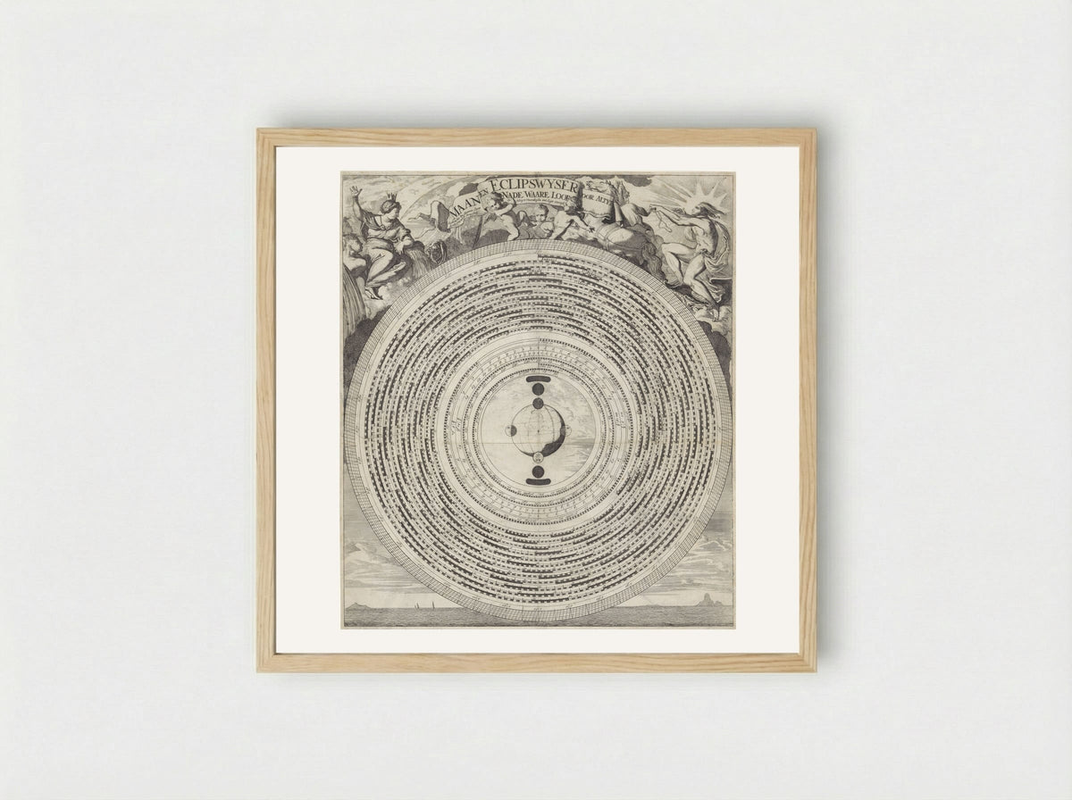 Maan- en eclipswijzer - Caspar Luyken - Framed Print Wood