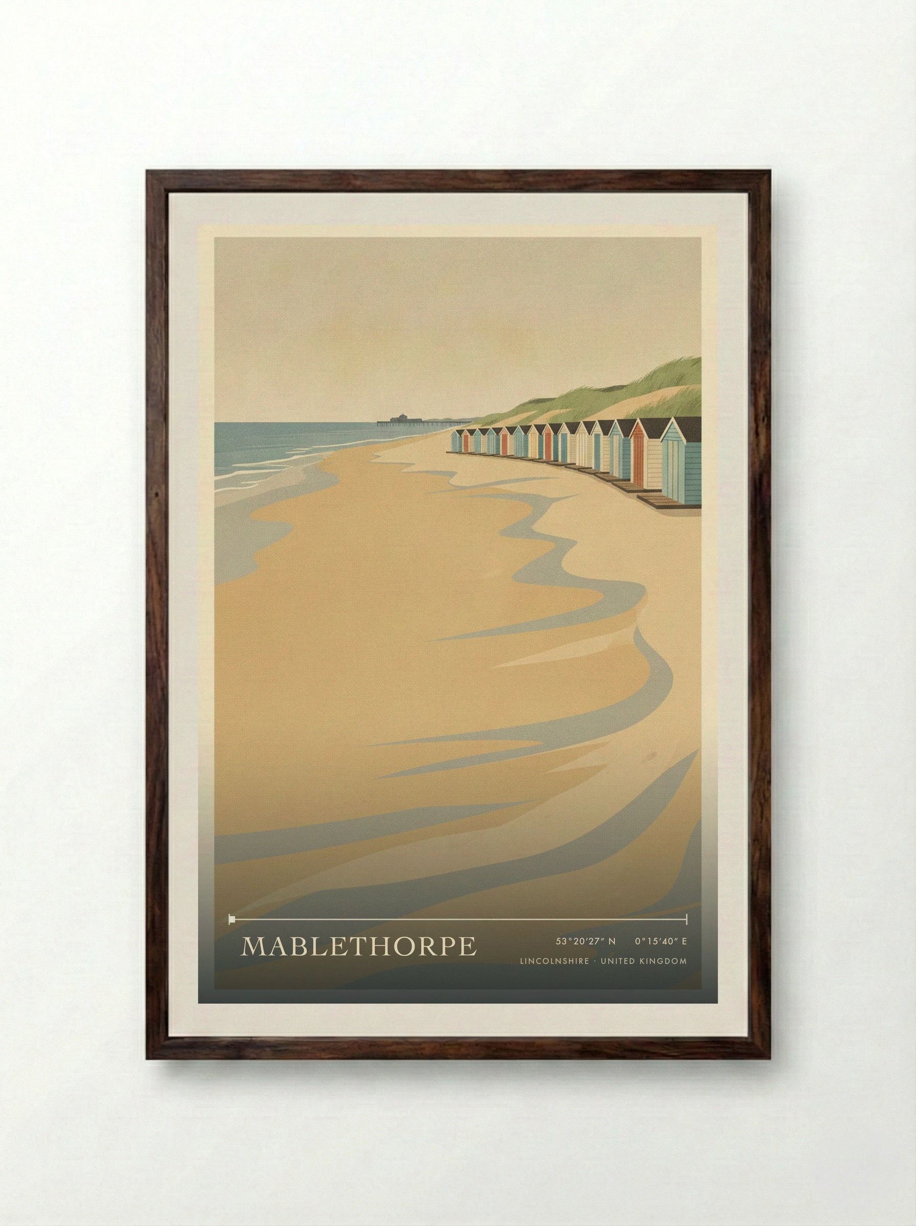 Mablethorpe Lincolnshire United Kingdom Travel Poster - Framed Print Dark Wood