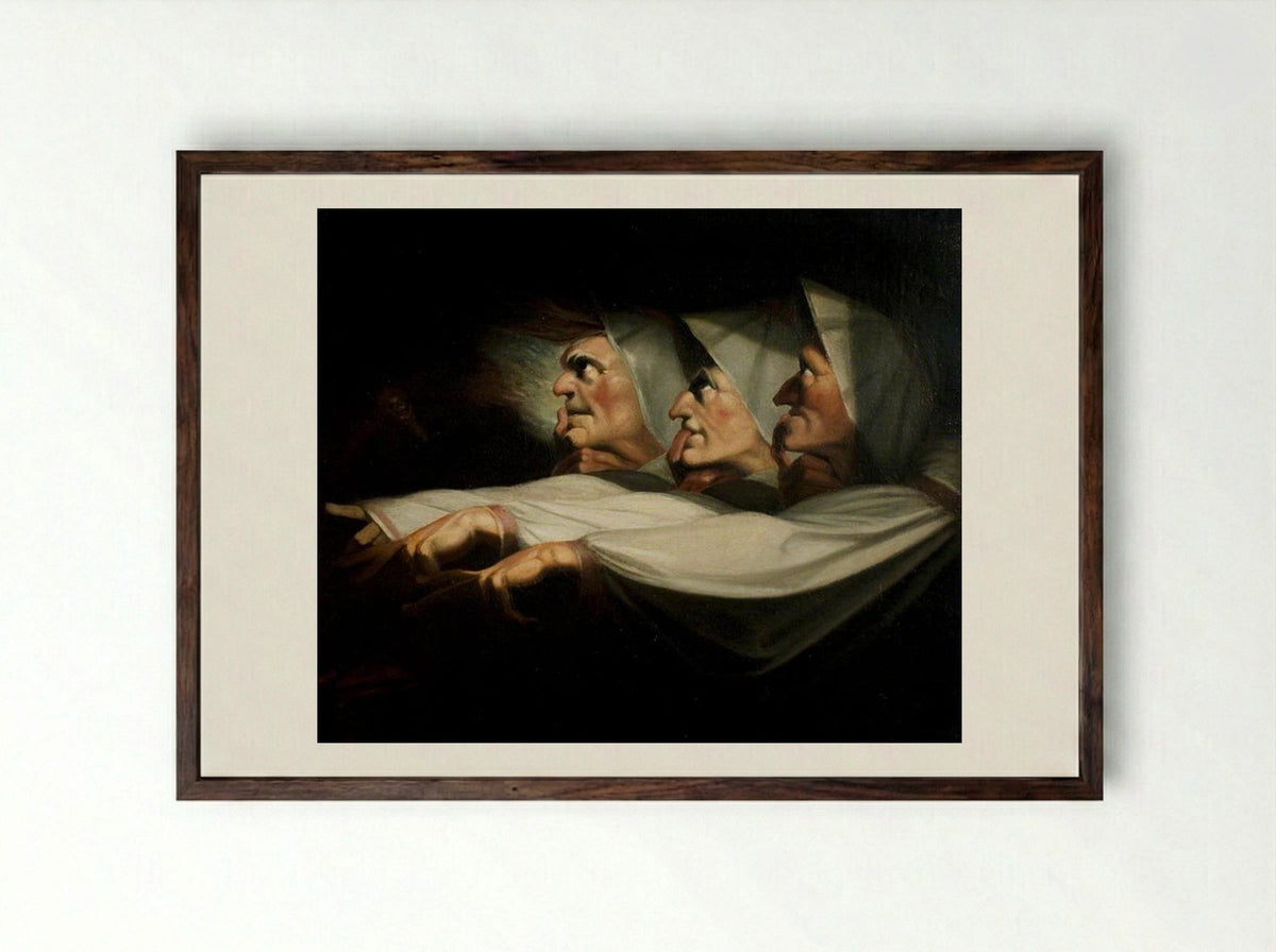 Macbeth, Act I, Scene 3, the Weird Sisters - Henry Fuseli - Framed Print Dark Wood