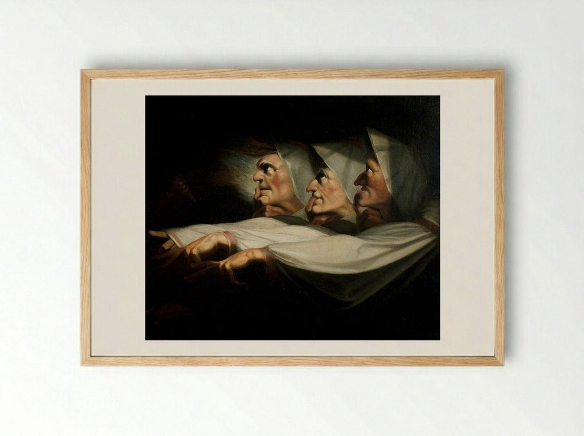 Macbeth, Act I, Scene 3, the Weird Sisters - Henry Fuseli - Framed Print Wood