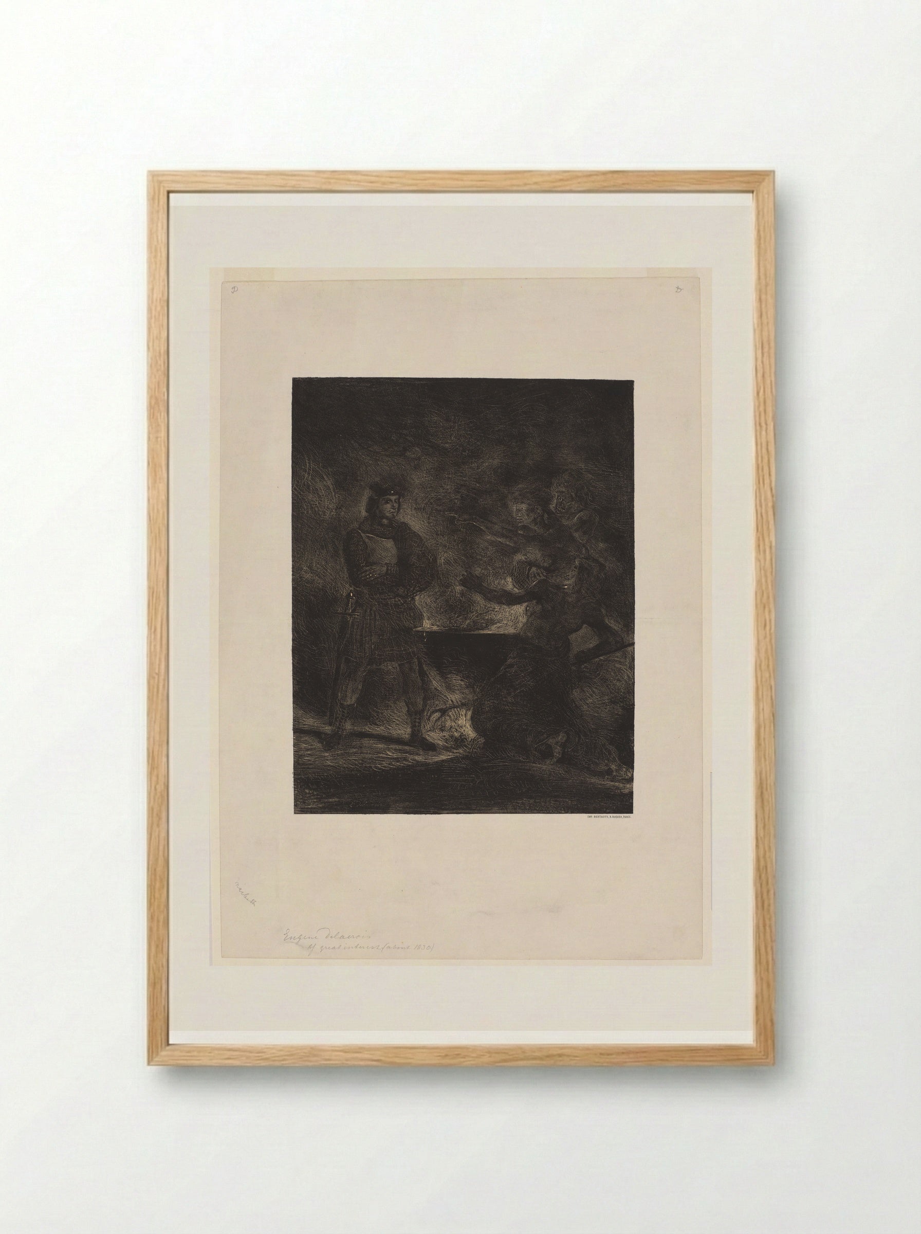 Macbeth and the Witches - Ferdinand-Victor-Eugène Delacroix - Framed Print Wood