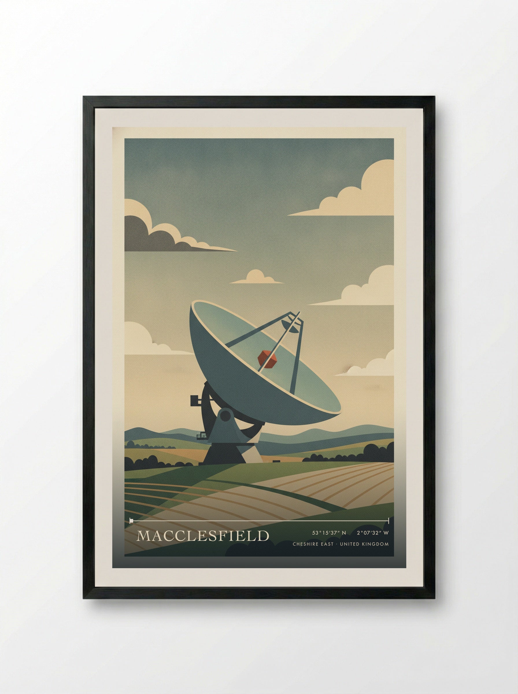 Macclesfield Cheshire East United Kingdom Travel Poster - Framed Print Black