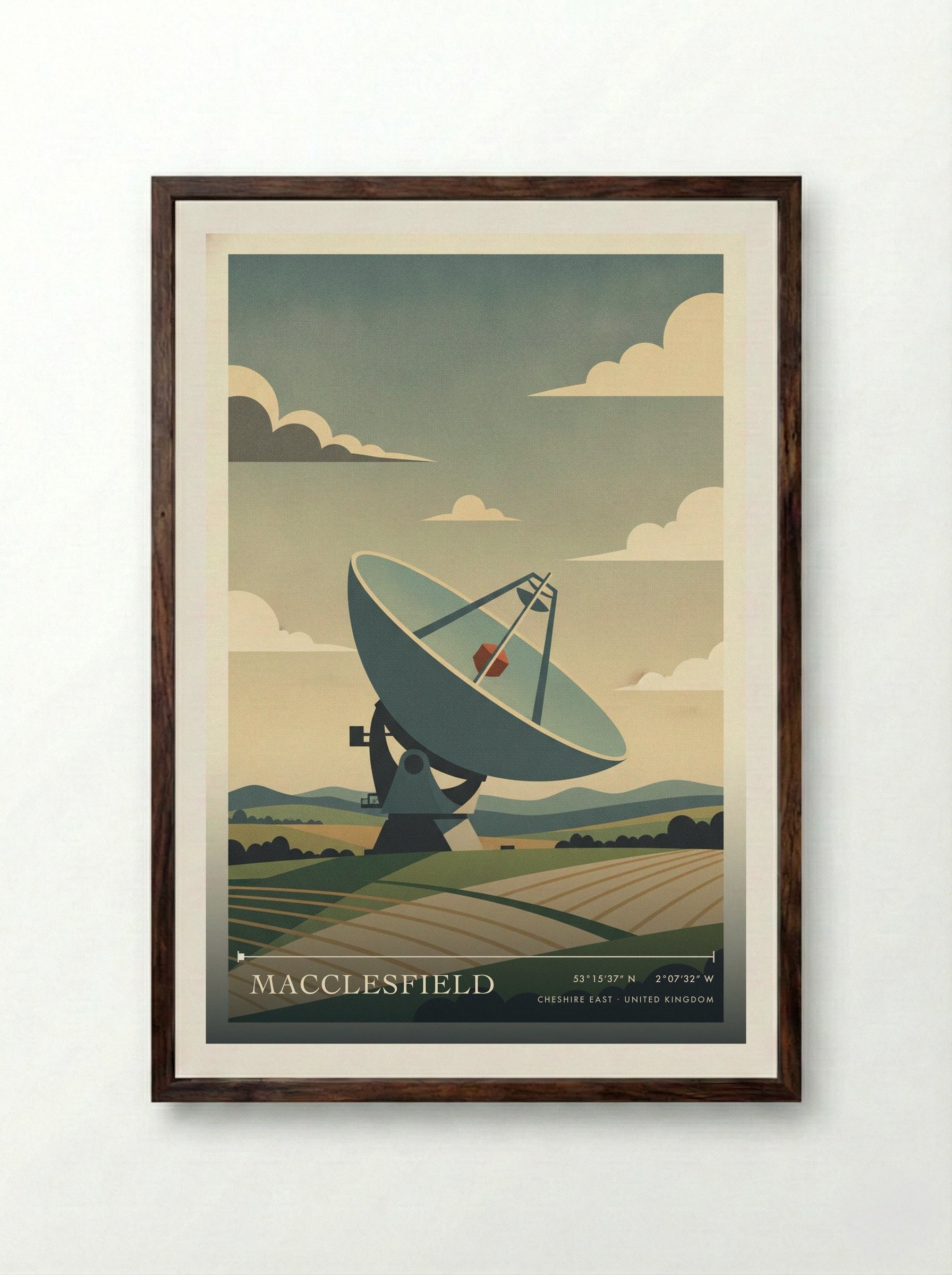 Macclesfield Cheshire East United Kingdom Travel Poster - Framed Print Dark Wood
