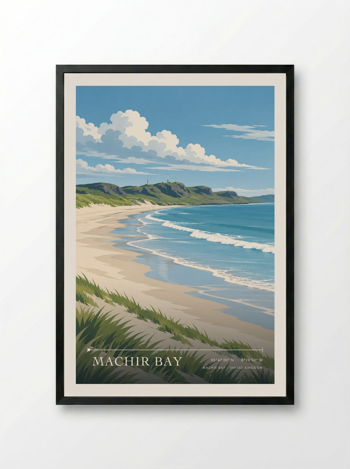 Machir Bay | Travel Poster - Framed Print Black