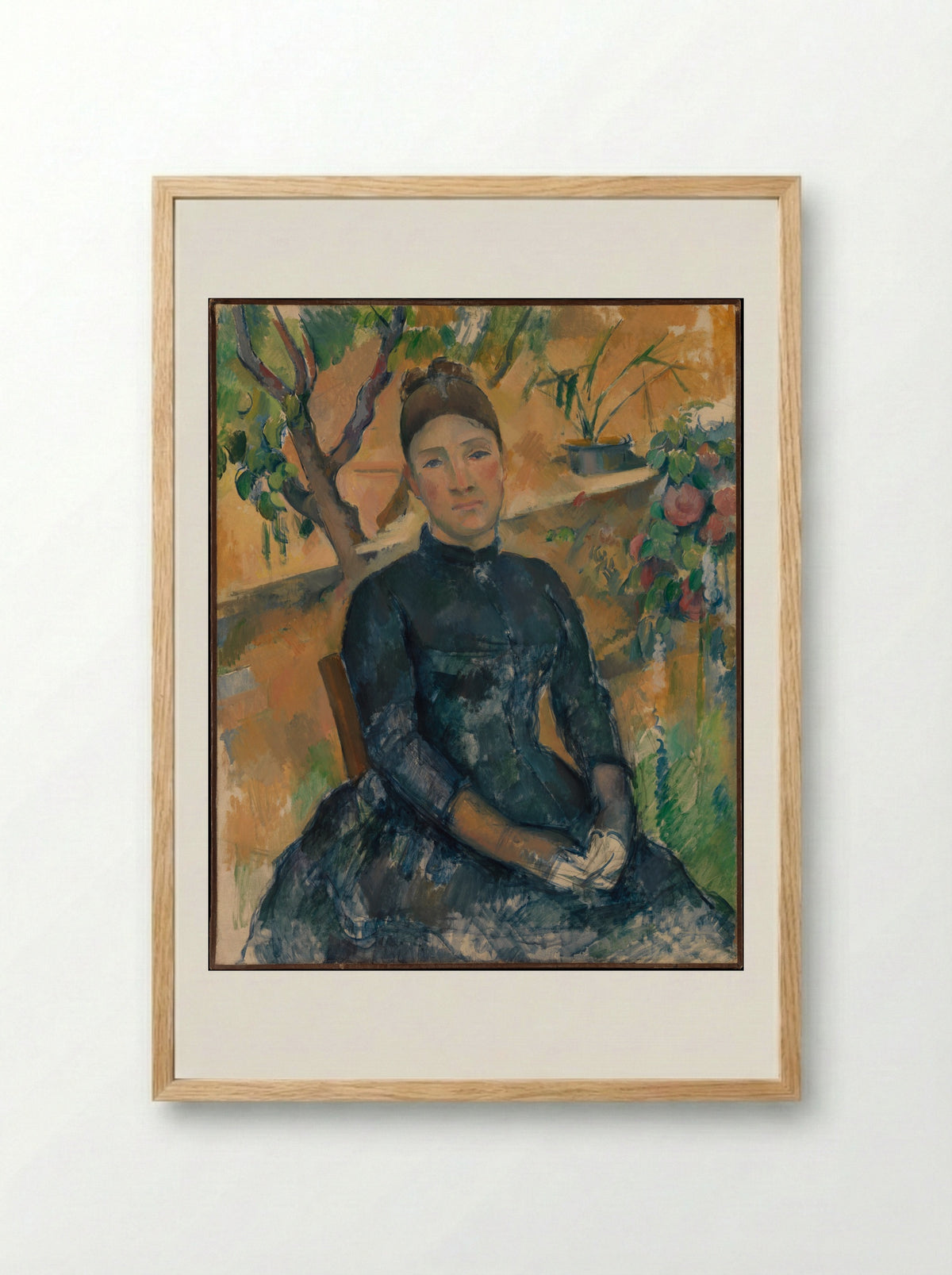 Madame Cézanne in the Conservatory - Paul Cézanne - Framed Print Wood