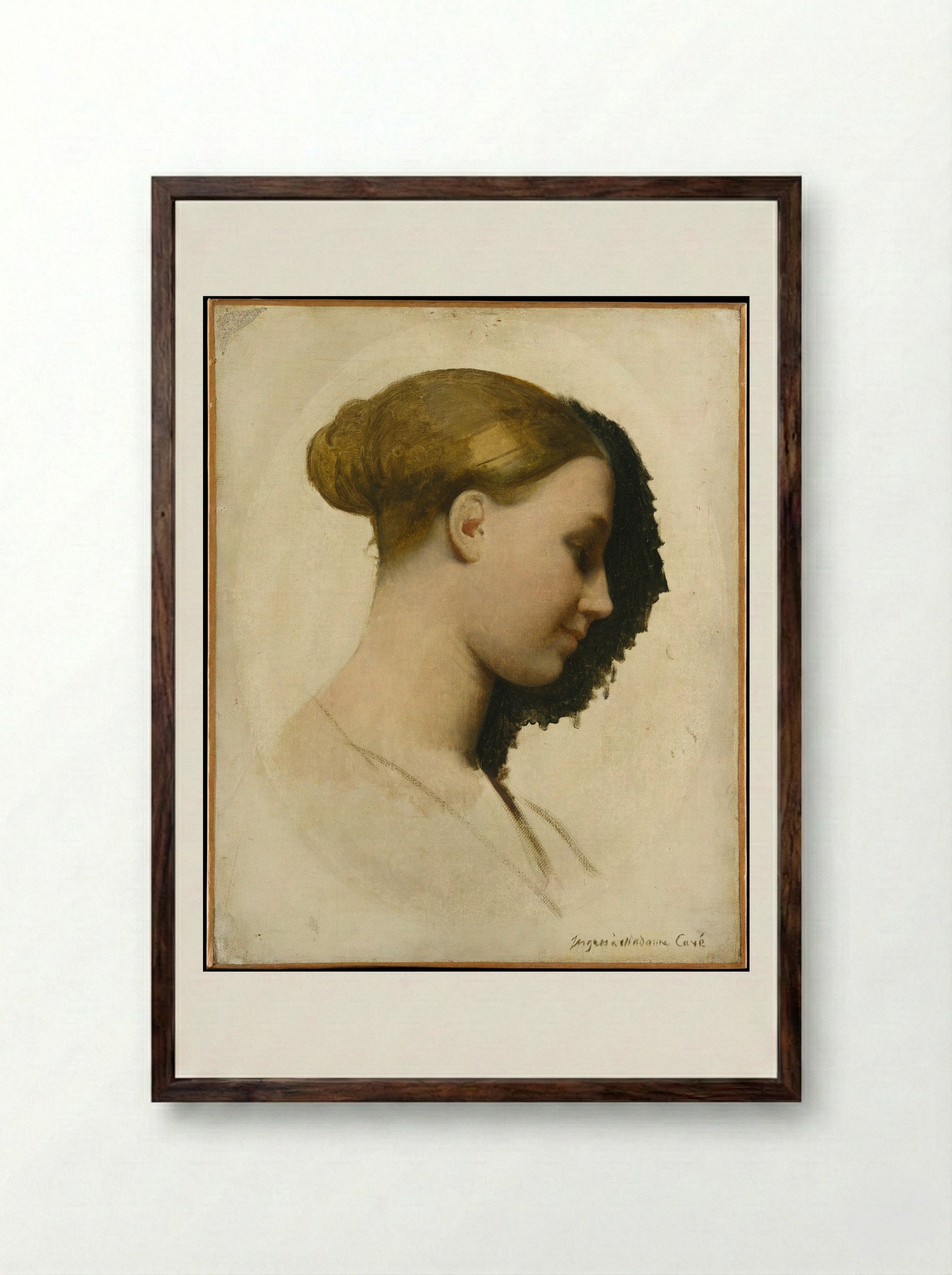Madame Edmond Cavé (Marie-Elisabeth Blavot) - Jean Auguste Dominique Ingres - Framed Print Dark Wood
