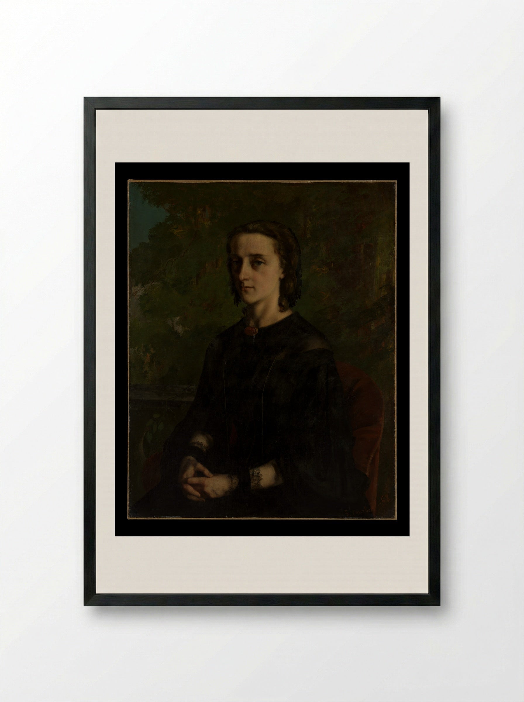 Madame Frederic Breyer (Fanny Hélène Van Bruyssel) - Gustave Courbet - Framed Print Black