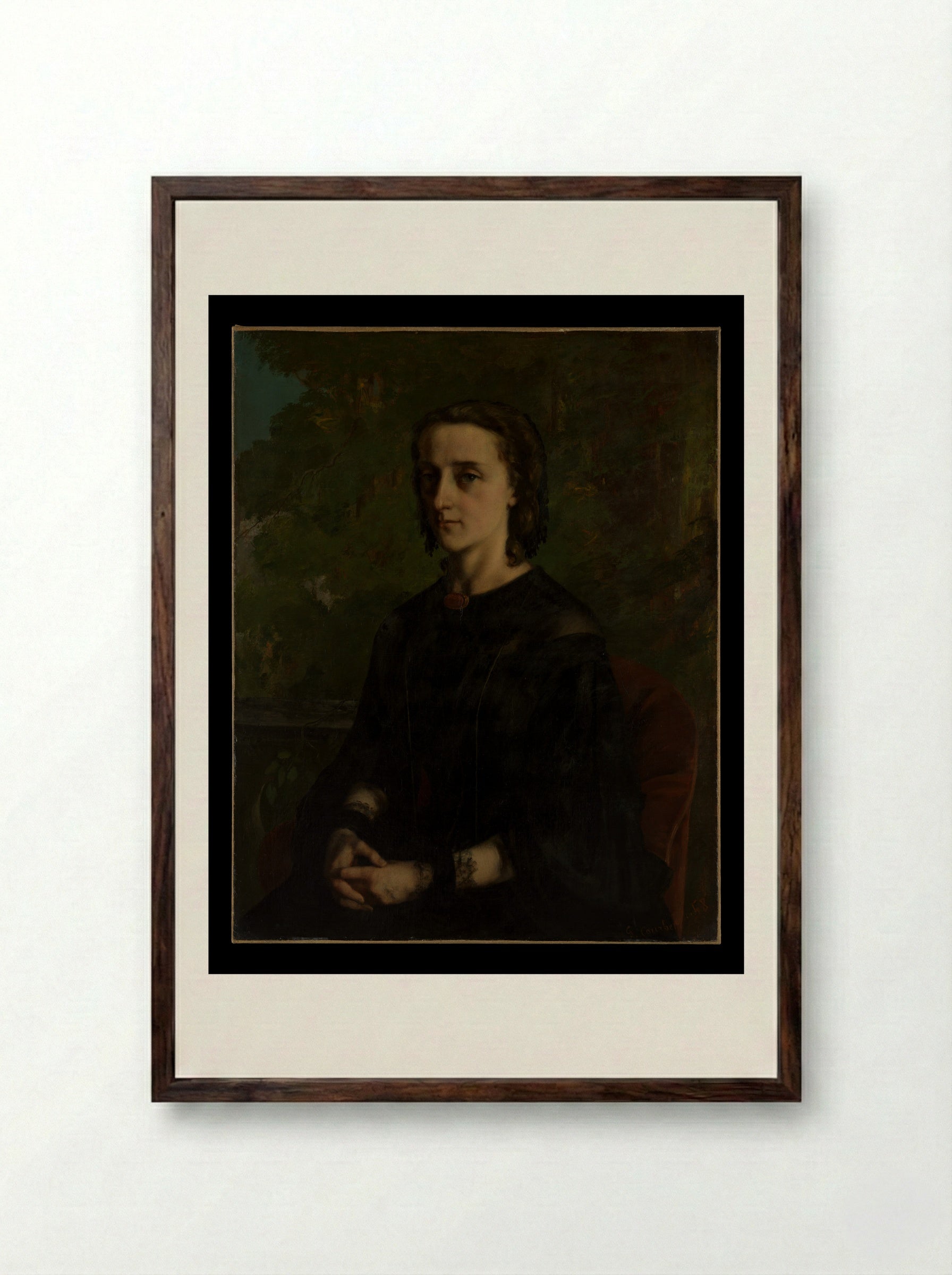 Madame Frederic Breyer (Fanny Hélène Van Bruyssel) - Gustave Courbet - Framed Print Dark Wood