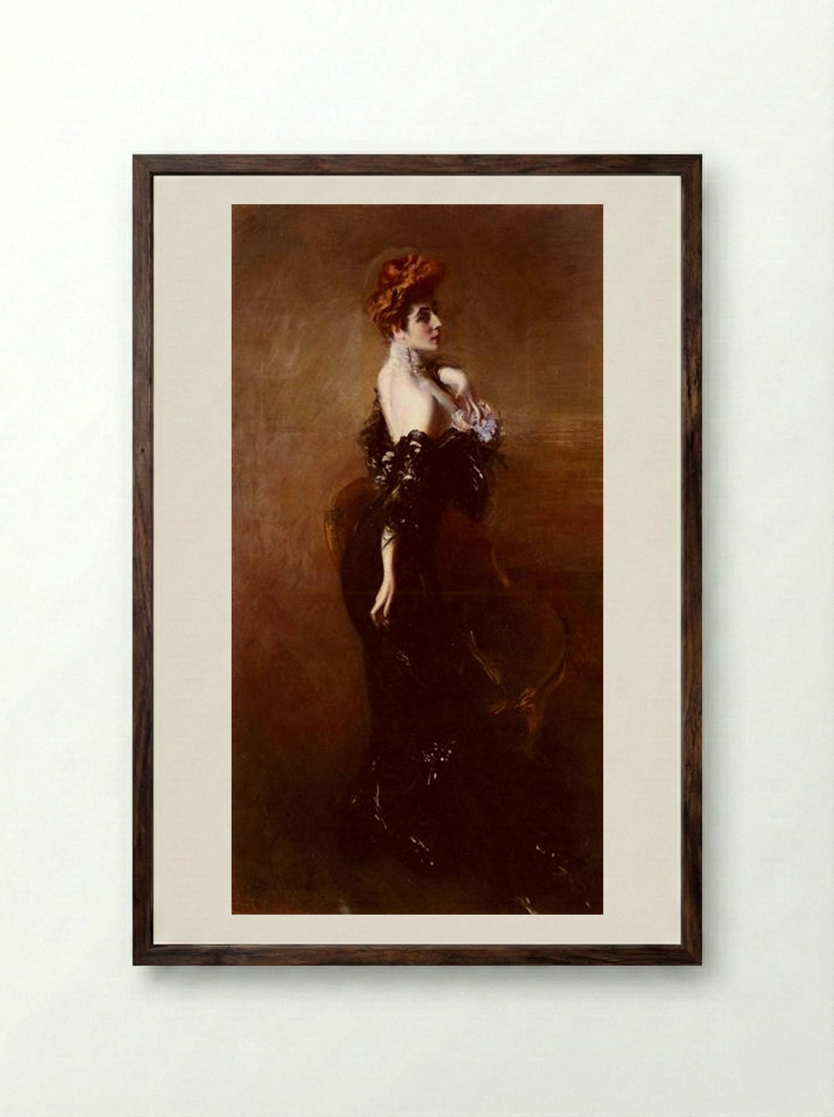 Madame Pages In Evening Dress - Giovanni Boldini - Framed Print Dark Wood