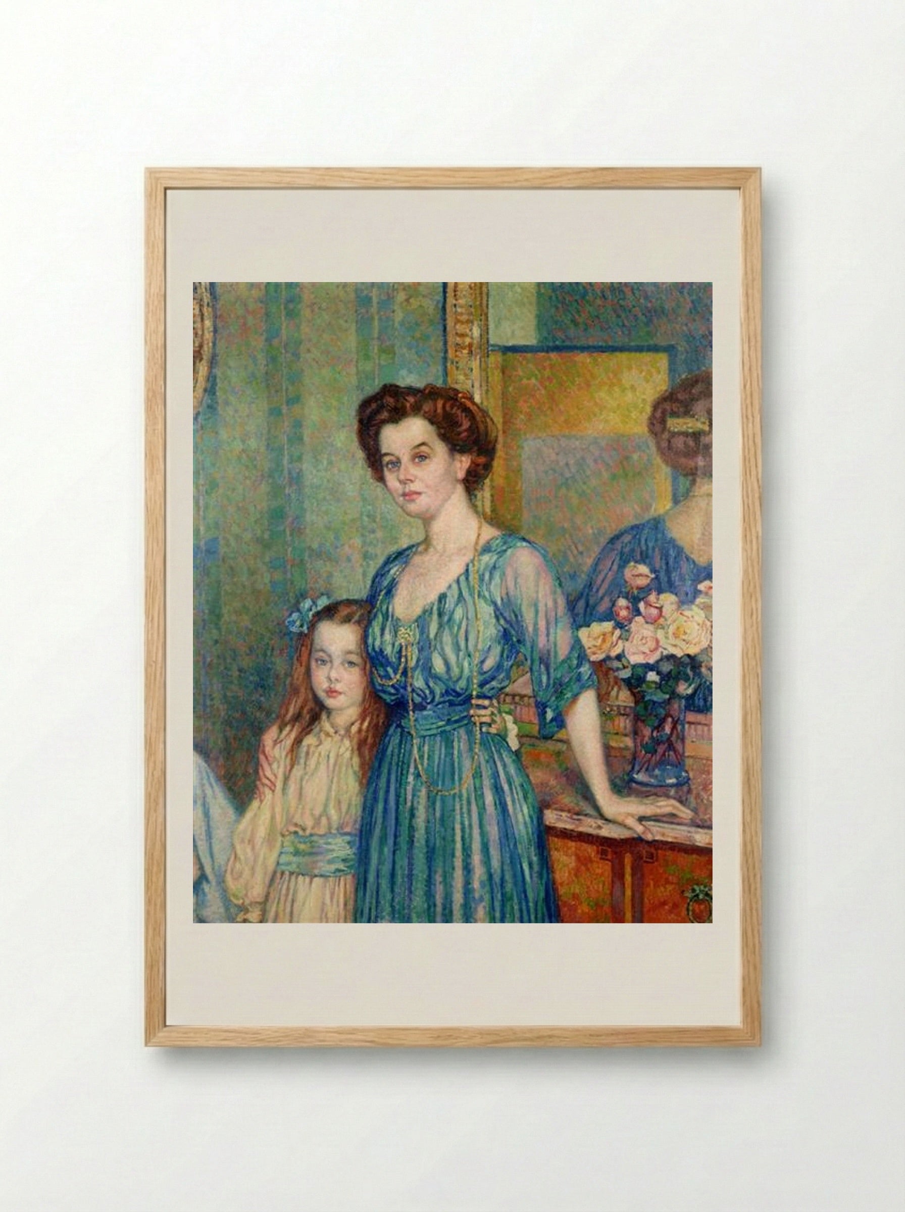 Madame Von Bodenhausen with her daughter Luli - Théo van Rysselberghe - Framed Print Wood