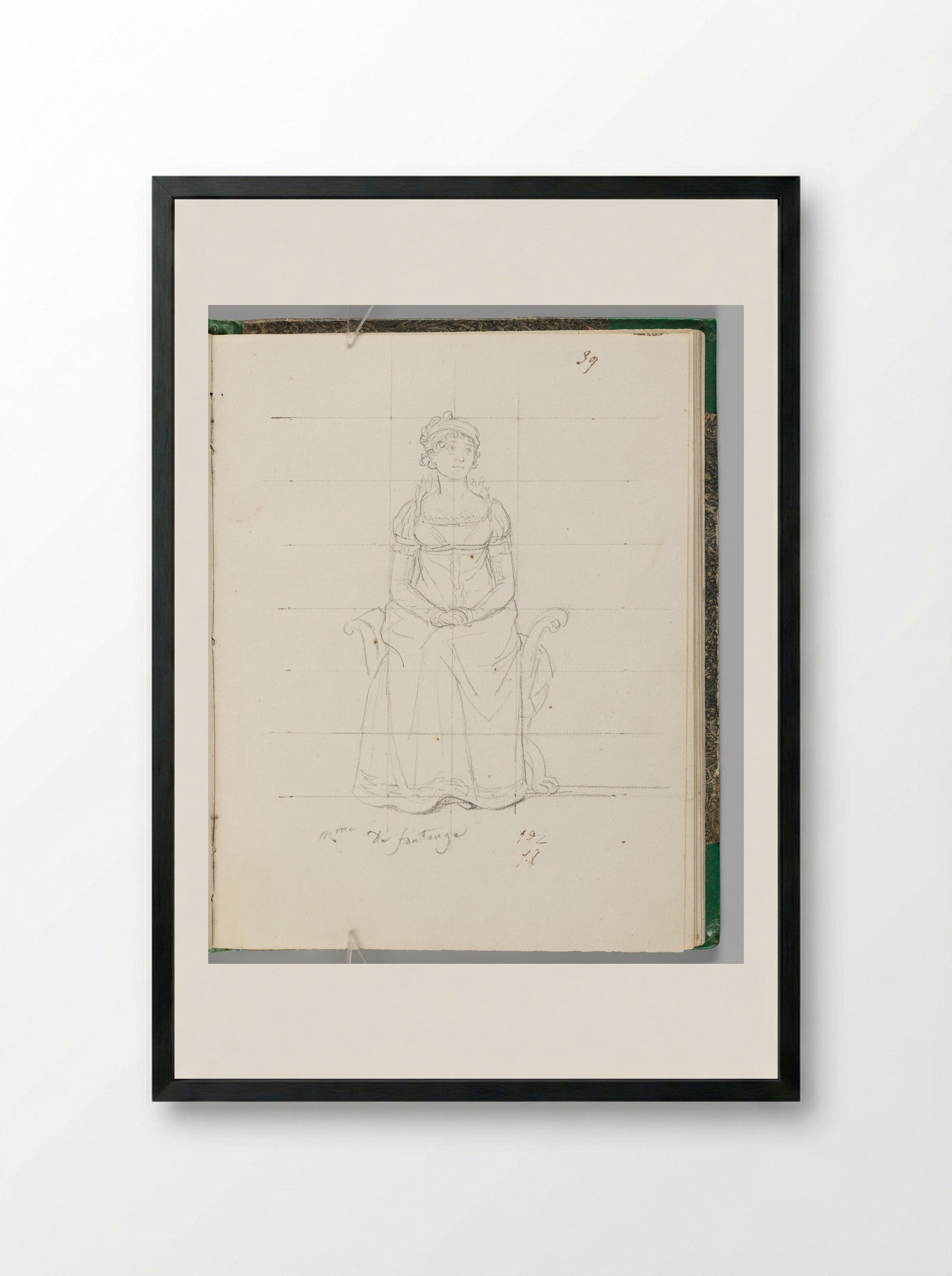 Madame de Fontanges, Lady-in-Waiting to Madame Mère - Jacques-Louis David - Framed Print Black