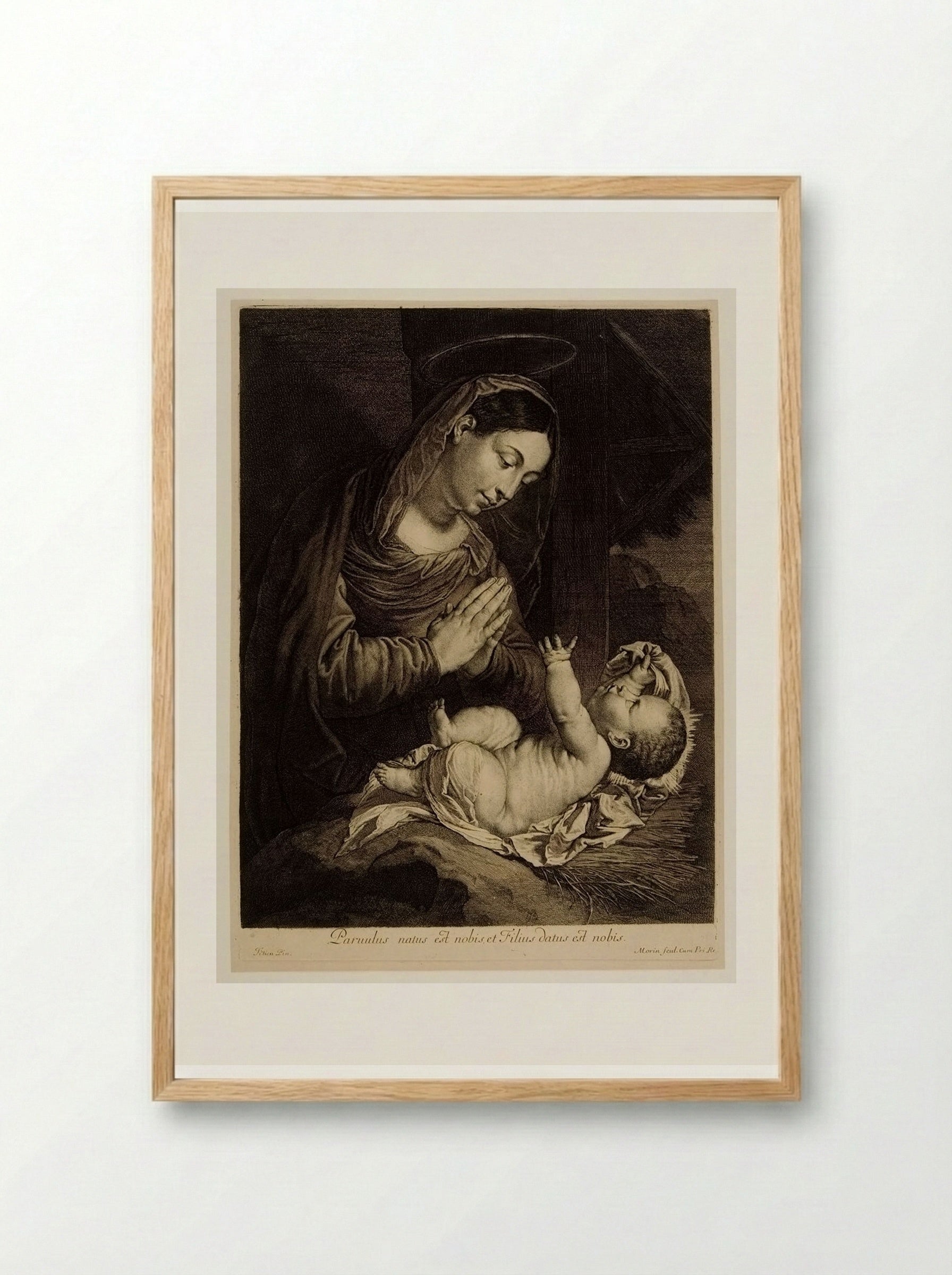 Madonna Adoring the Child - Jean Morin - Framed Print Wood