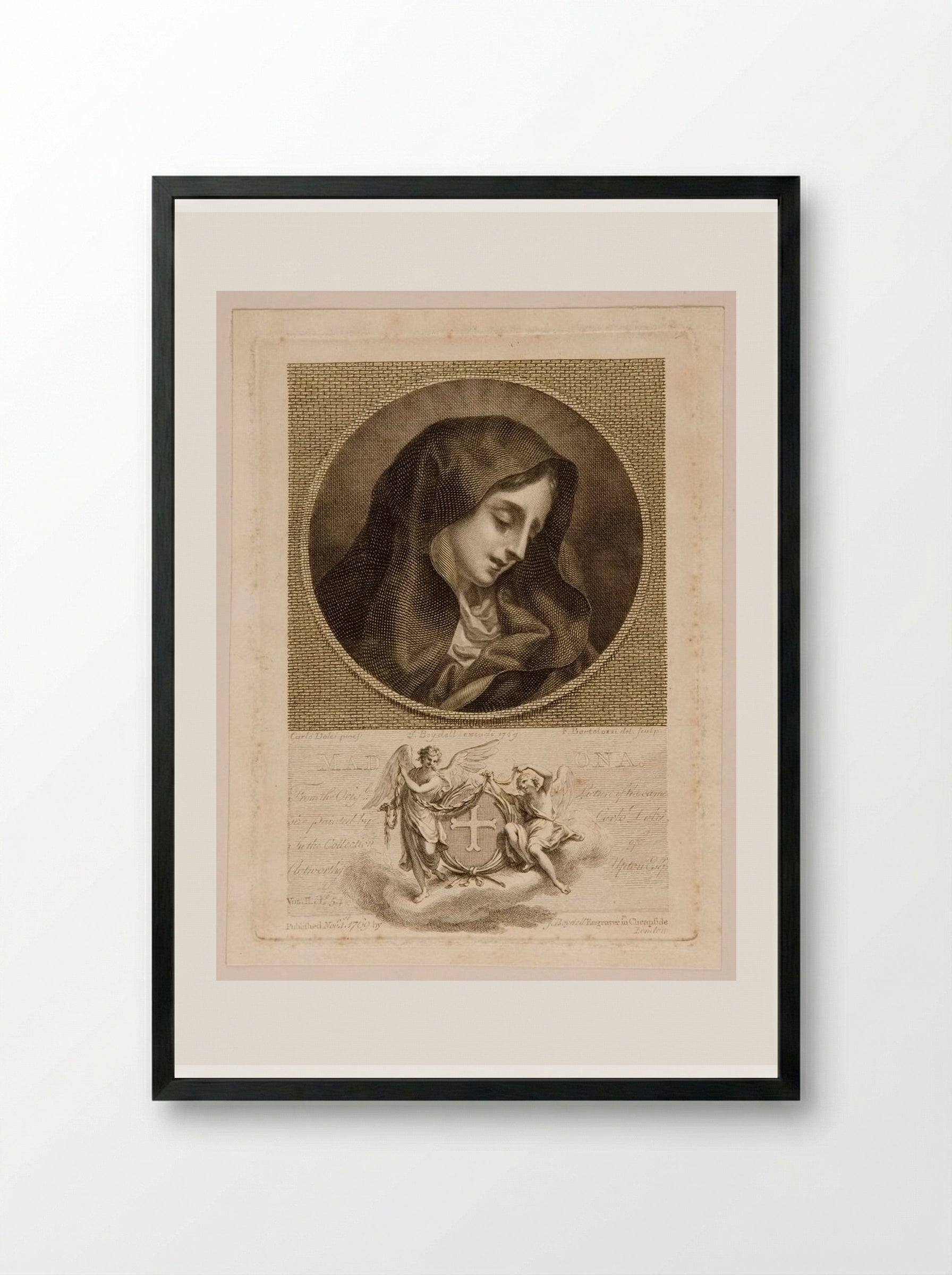 Madonna (After Carlo Dolci) - Francesco Bartolozzi - Framed Print Black