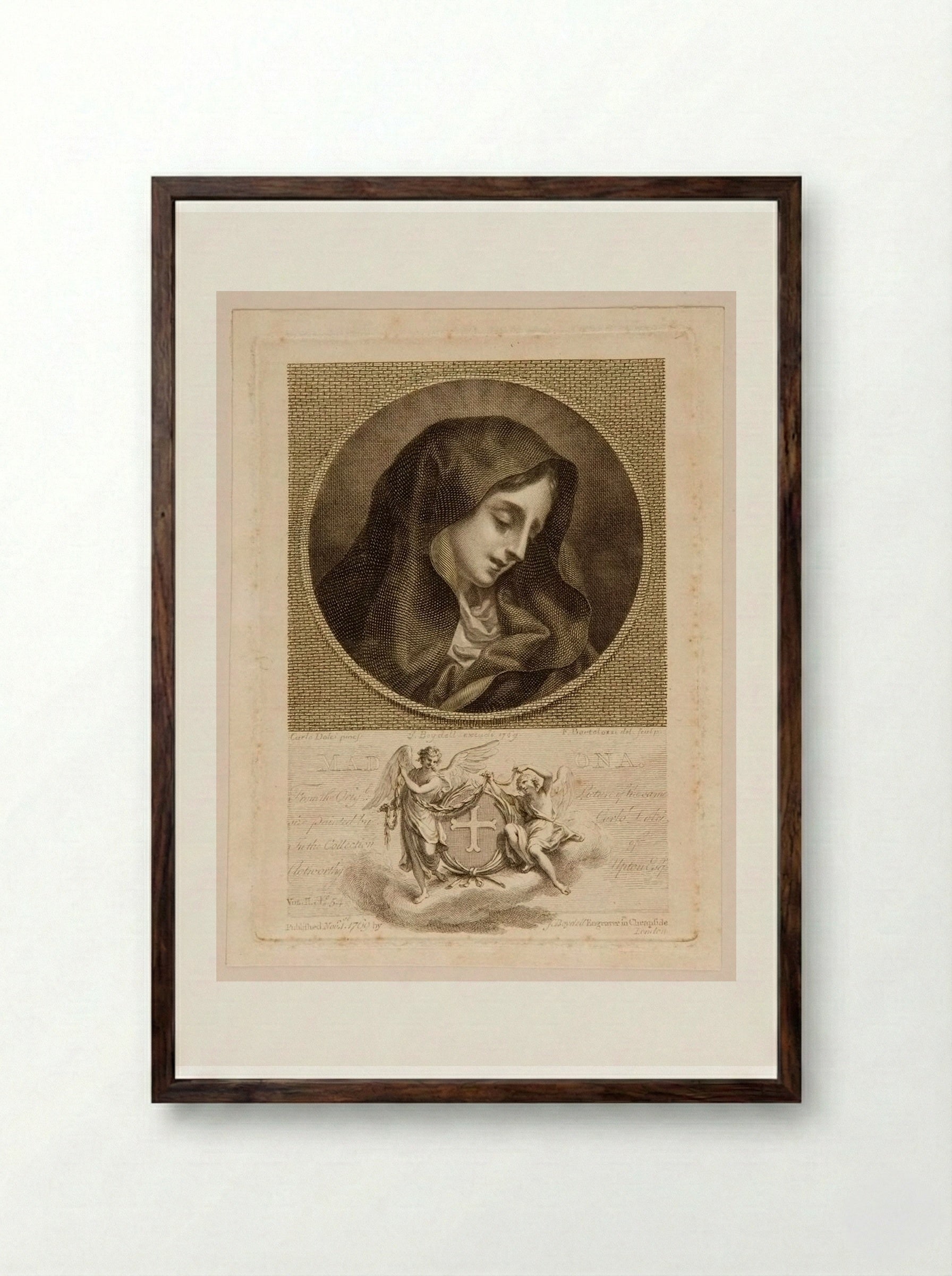 Madonna (After Carlo Dolci) - Francesco Bartolozzi - Framed Print Dark Wood