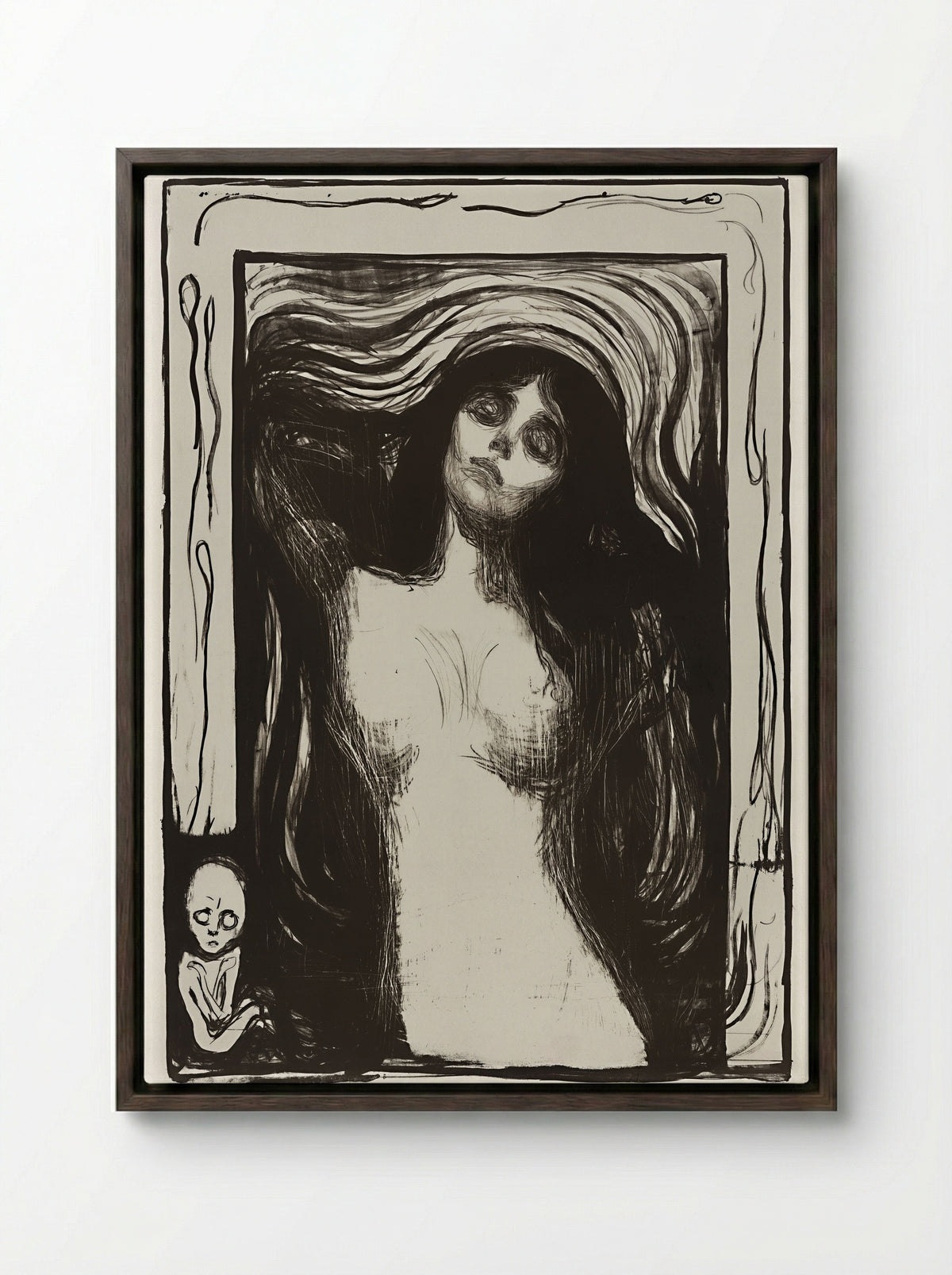 Madonna (Liebendes Weib) - Edvard Munch - Framed Canvas Dark Wood