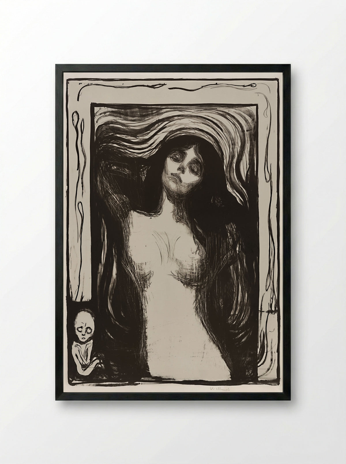 Madonna (Liebendes Weib) - Edvard Munch - Framed Print Black