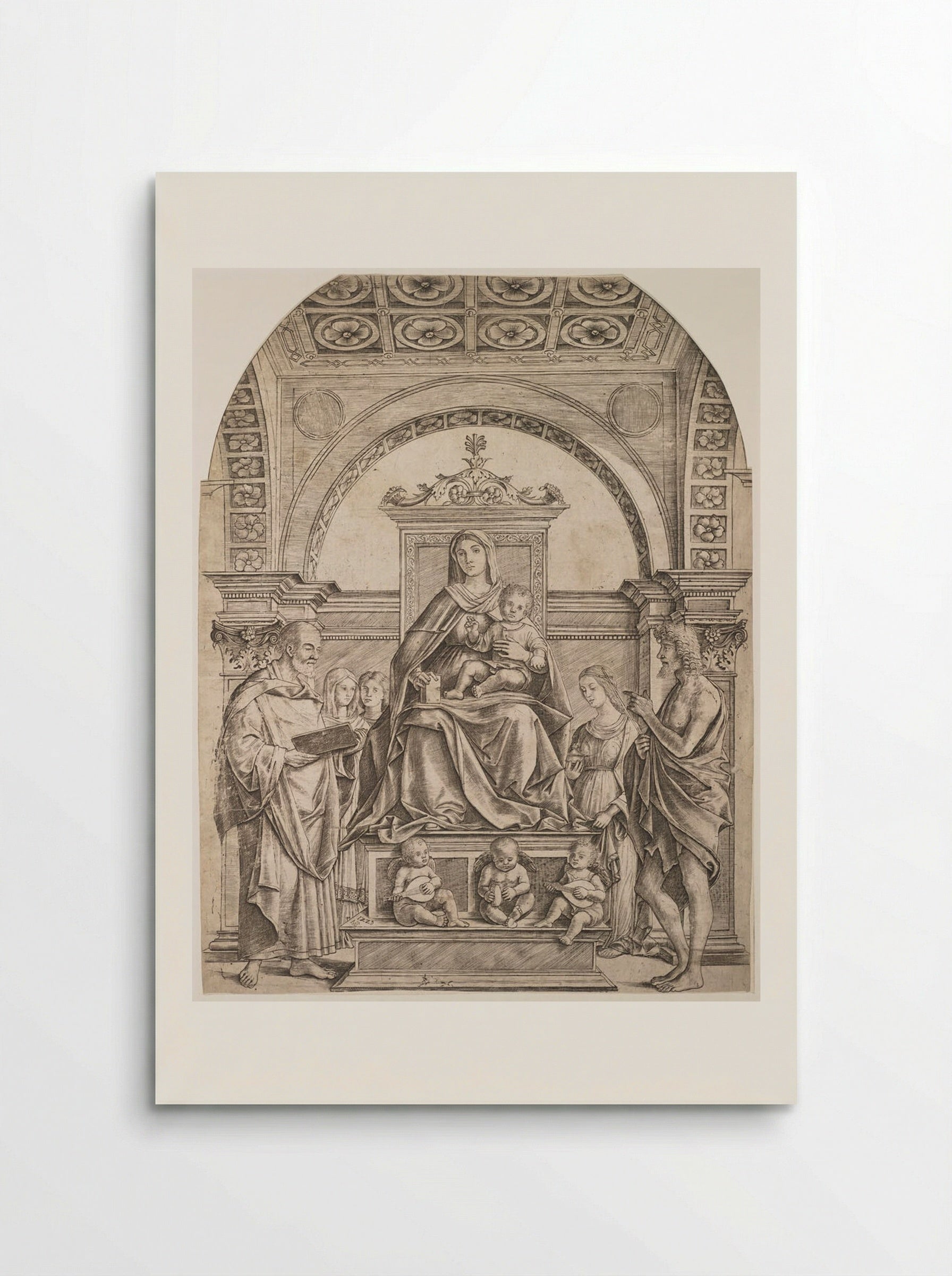 Madonna and Child Enthroned with Saints and Angels - Girolamo Mocetto - Poster