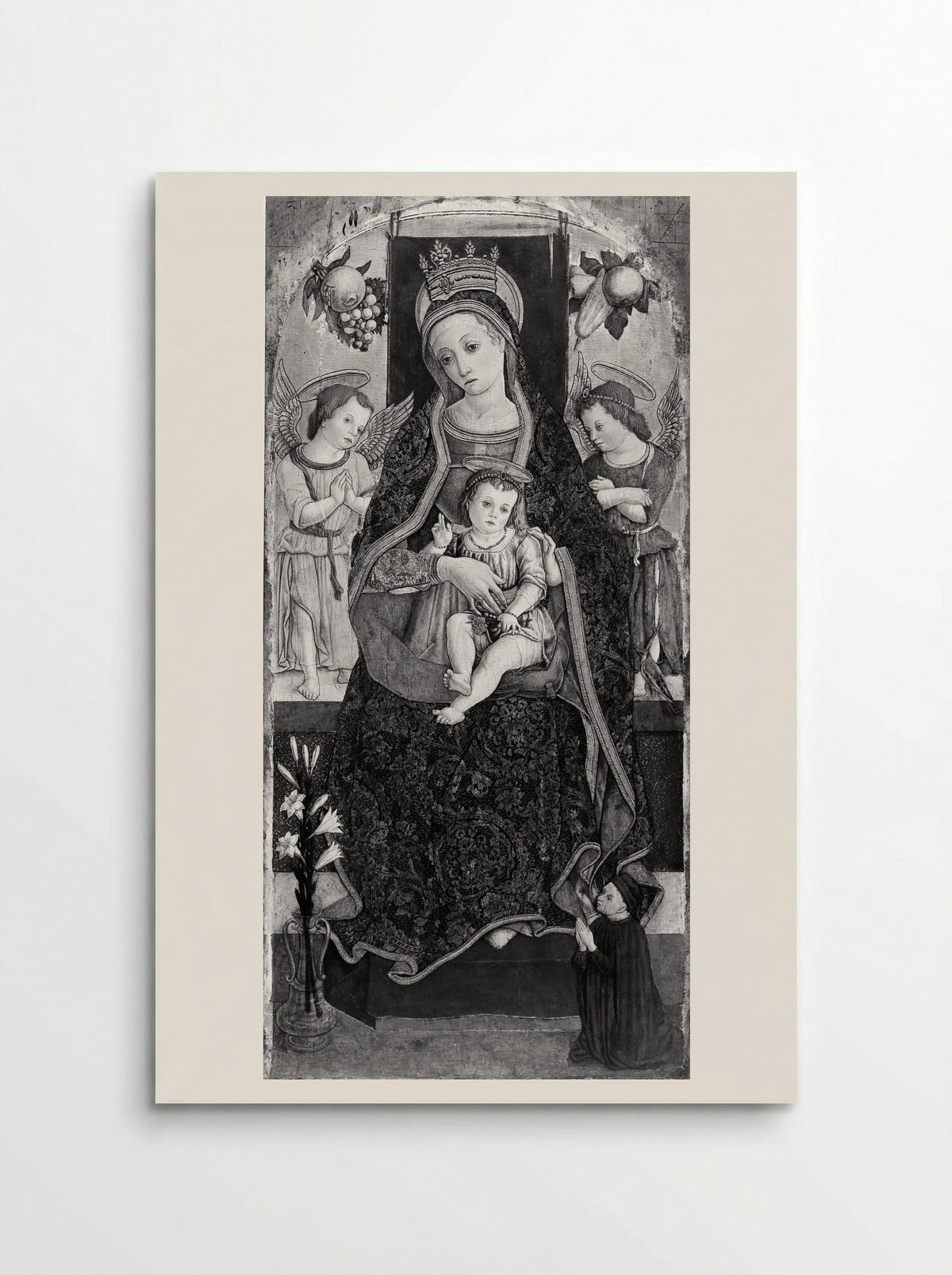 Madonna and Child Enthroned with Two Angels and a Donor - Vittore Crivelli - Poster