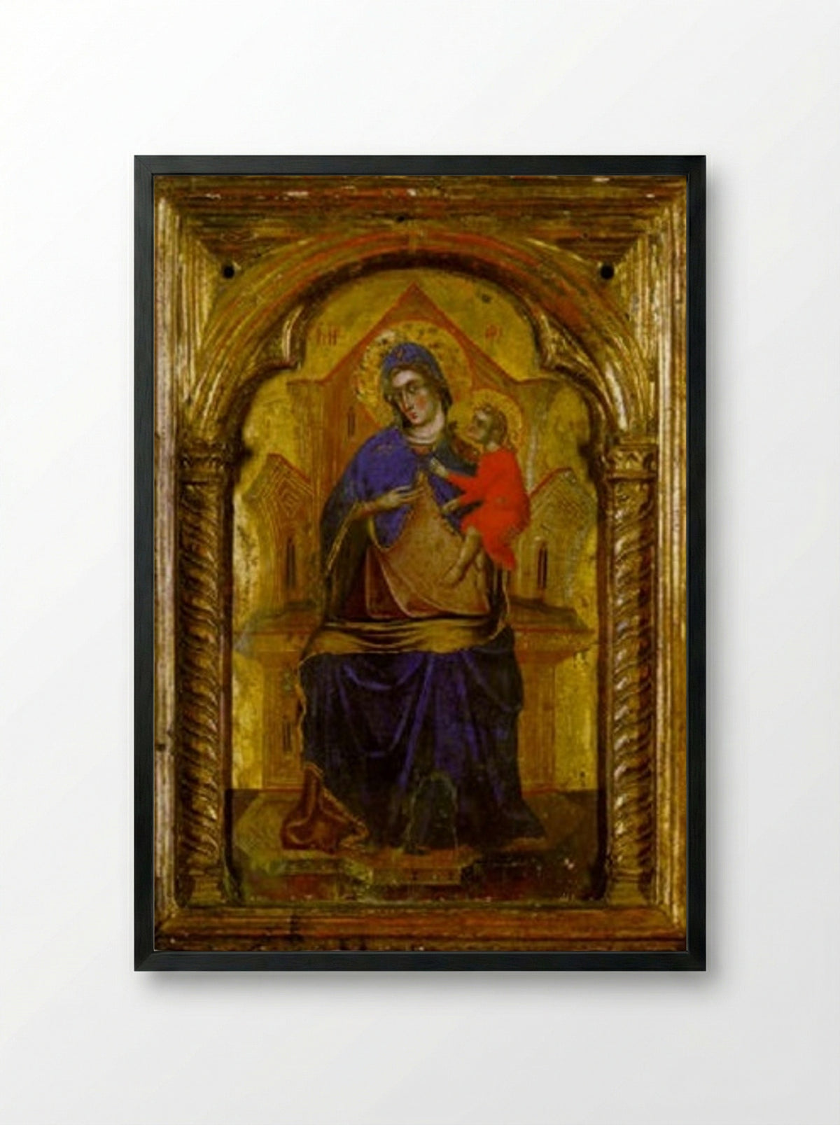 Madonna and Child Enthroned - Paolo Veneziano - Framed Print Black