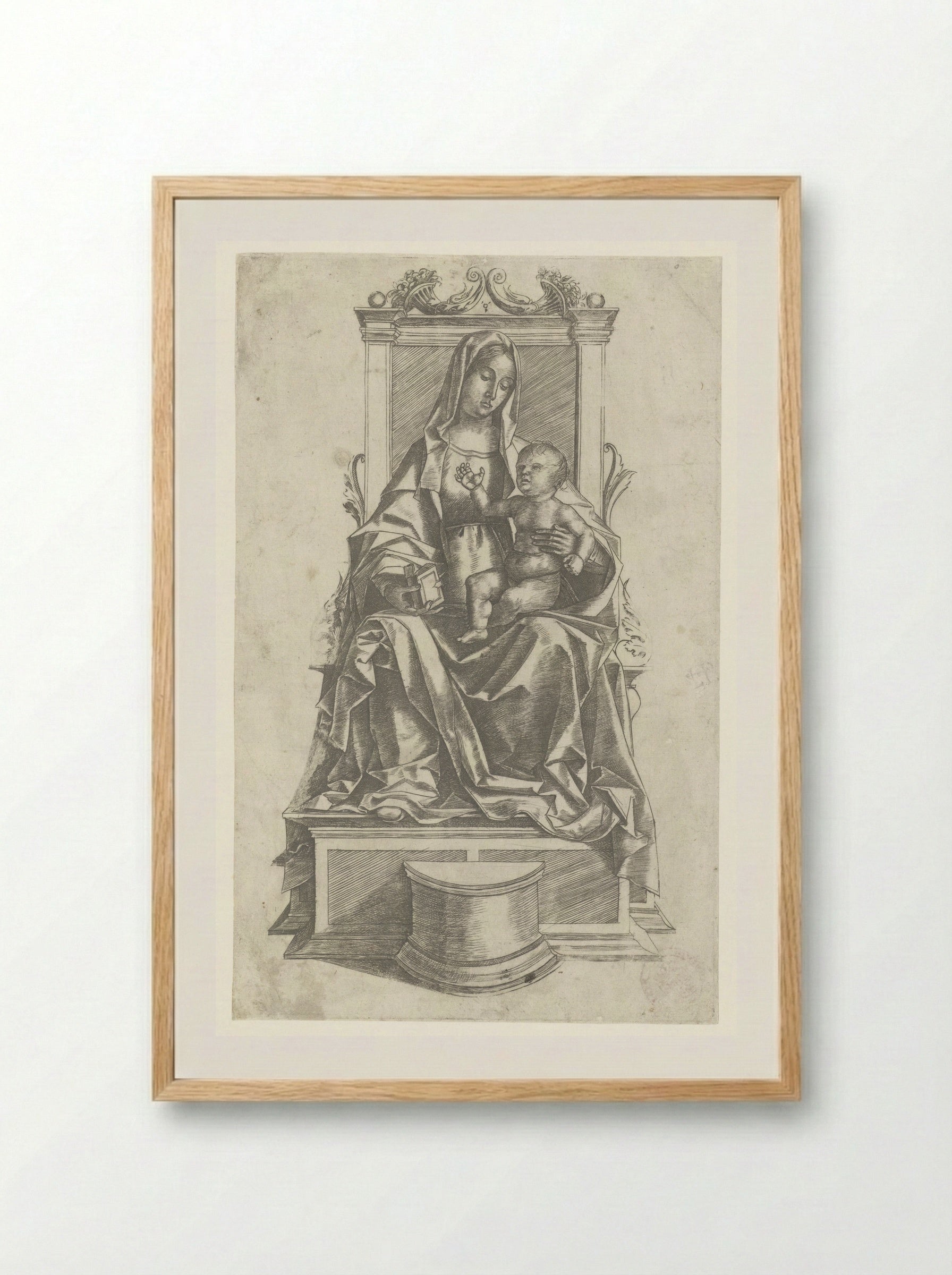 Madonna and Child Enthroned - Girolamo Mocetto - Framed Print Wood