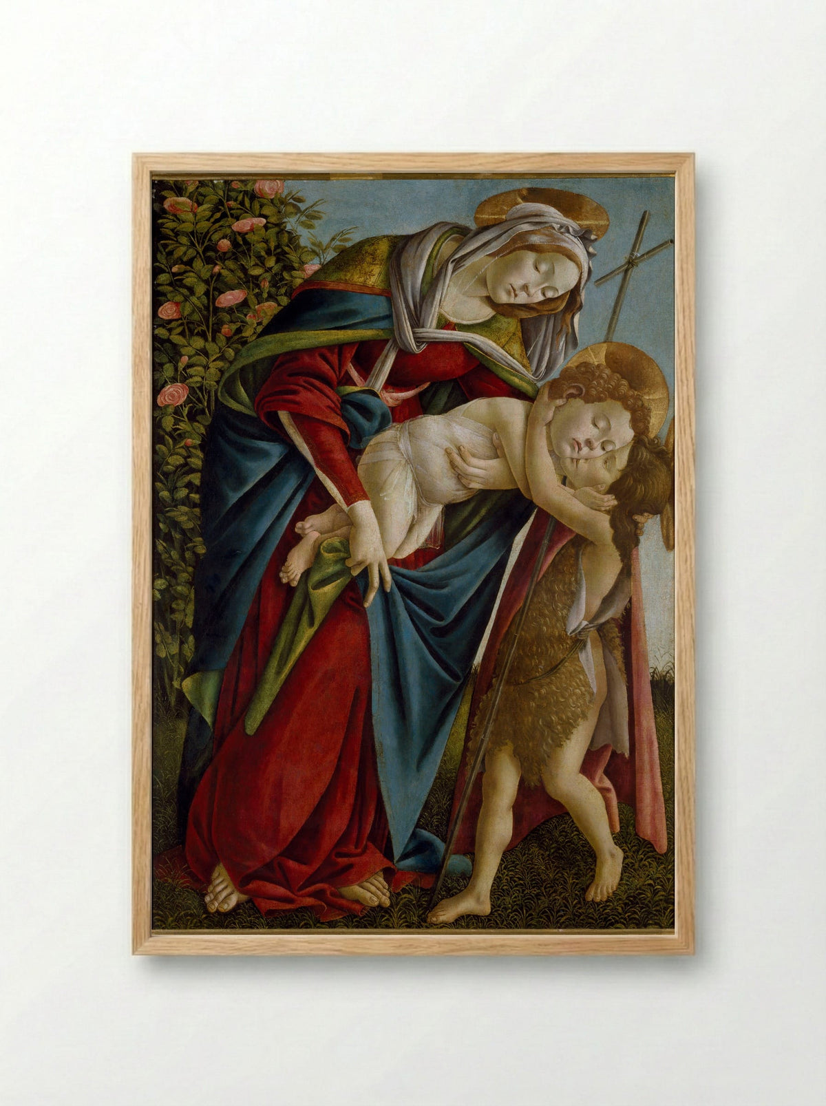 Madonna and Child and the Young St John the Baptist - Sandro Botticelli - Framed Print Wood